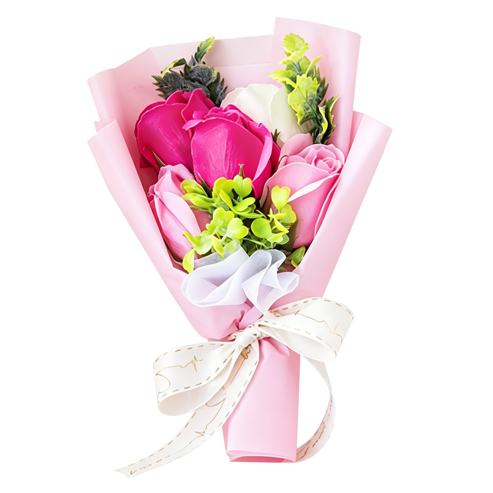 Pink Artificial Rose Flower Bouquet with Gift Box