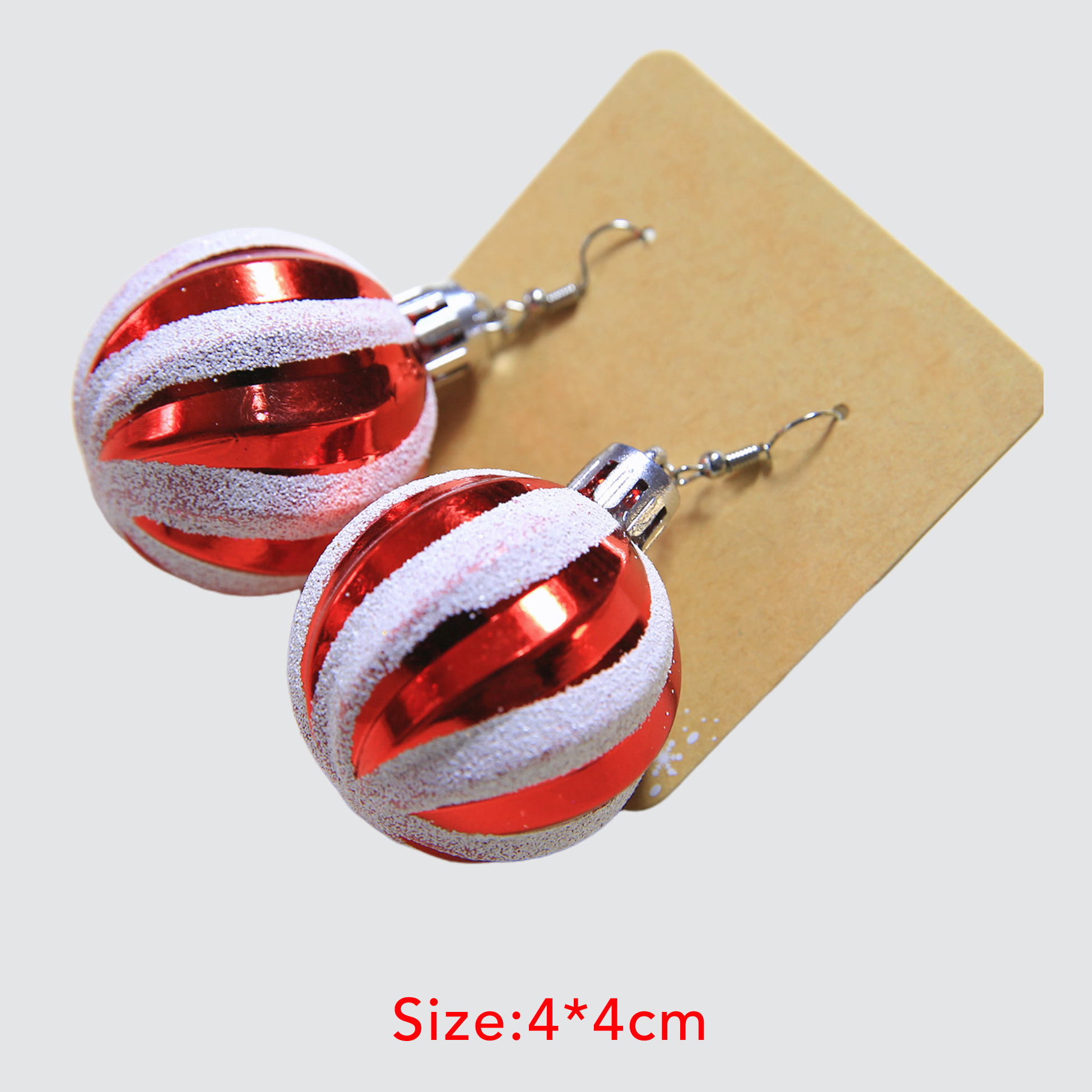 Red And White Christmas Ball Drop Earrings