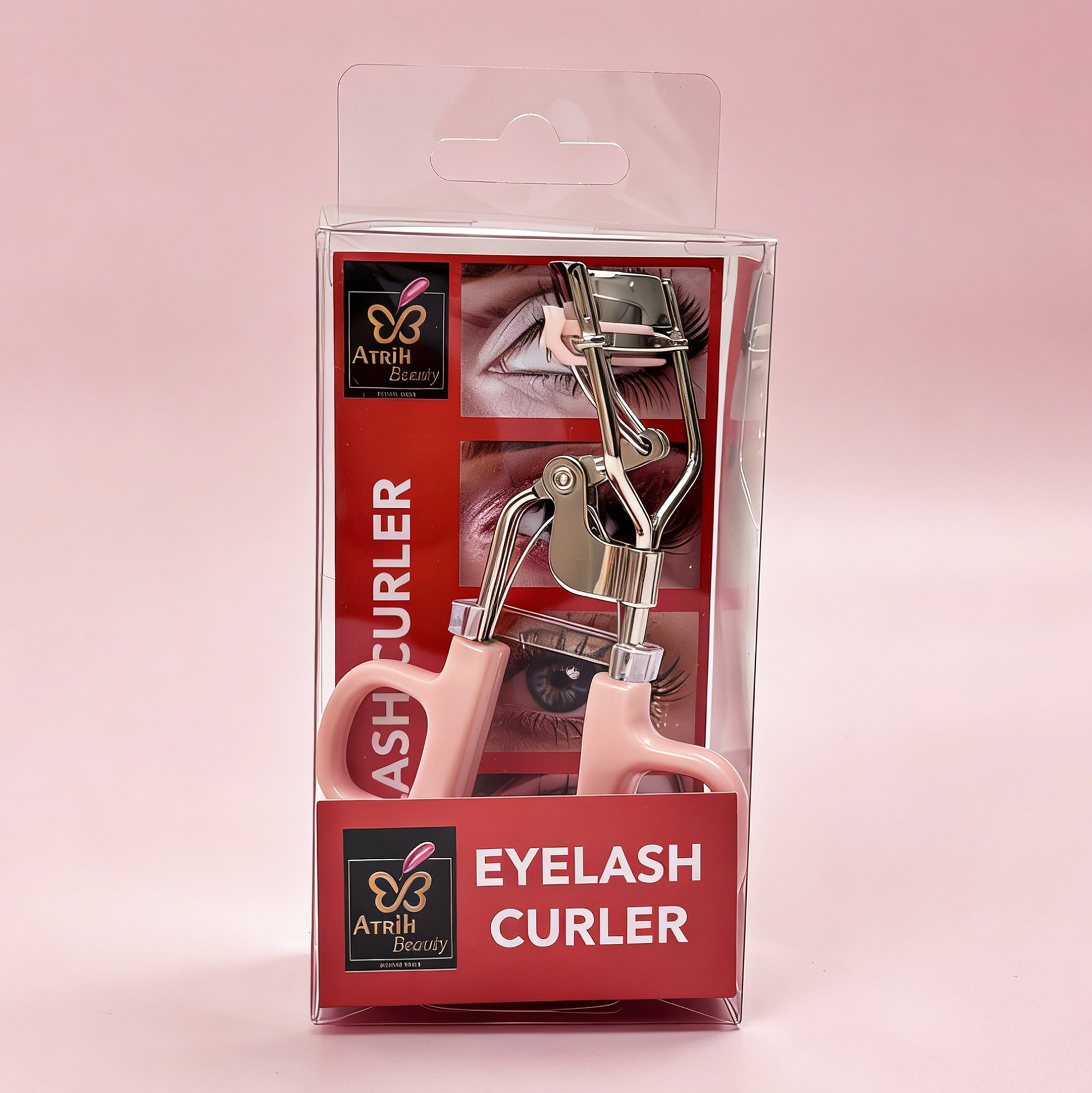 2-in-1 Pink Eyelash Curler with Comb