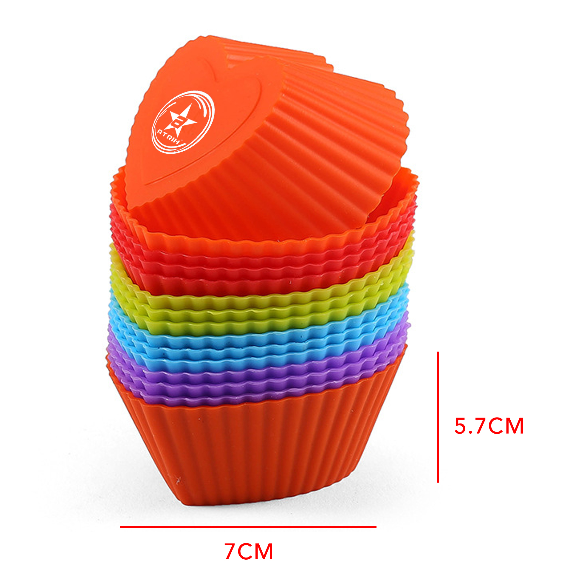 Set of 7 ATRIH Heart Shaped Silicone Cupcake Liners