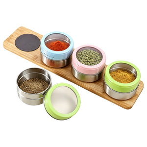 Magnetic Spice Jars Set of 5 with Holder