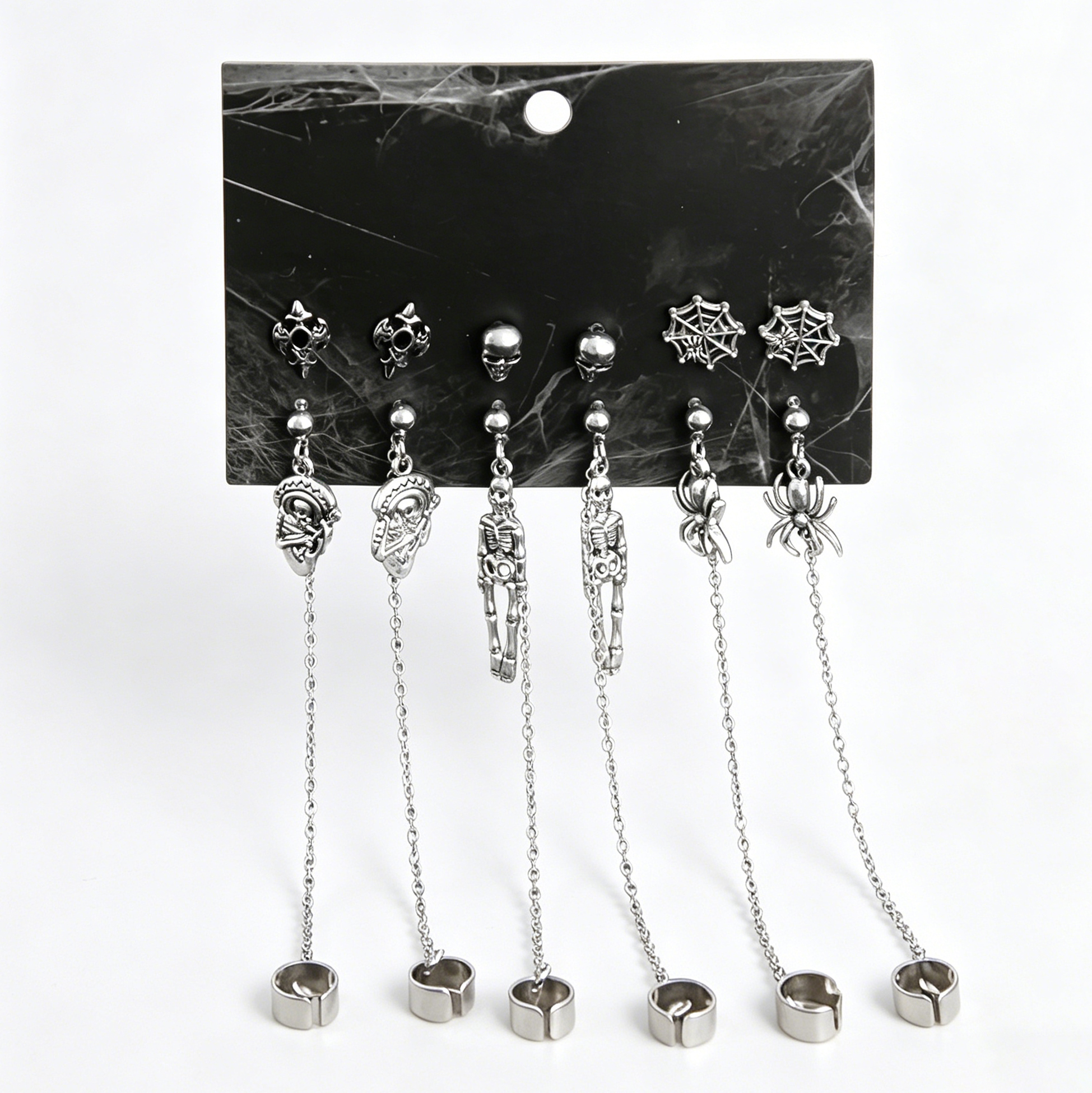 6 Pairs Halloween Gothic Earrings Set for Women