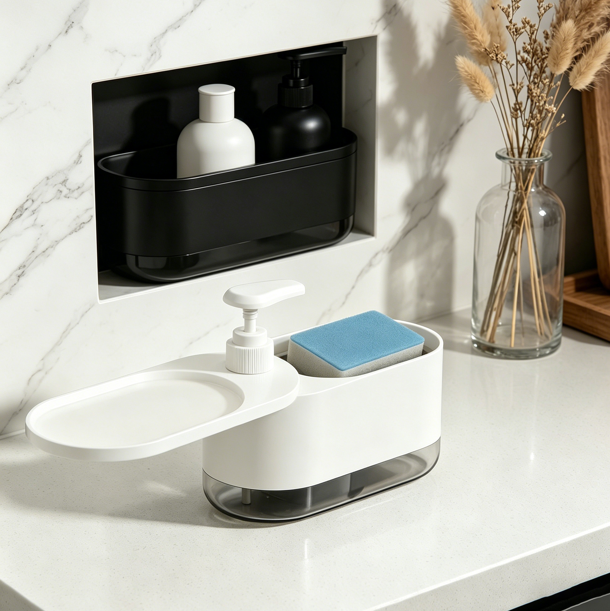 2-in-1 Soap Dispenser with Sponge Holder