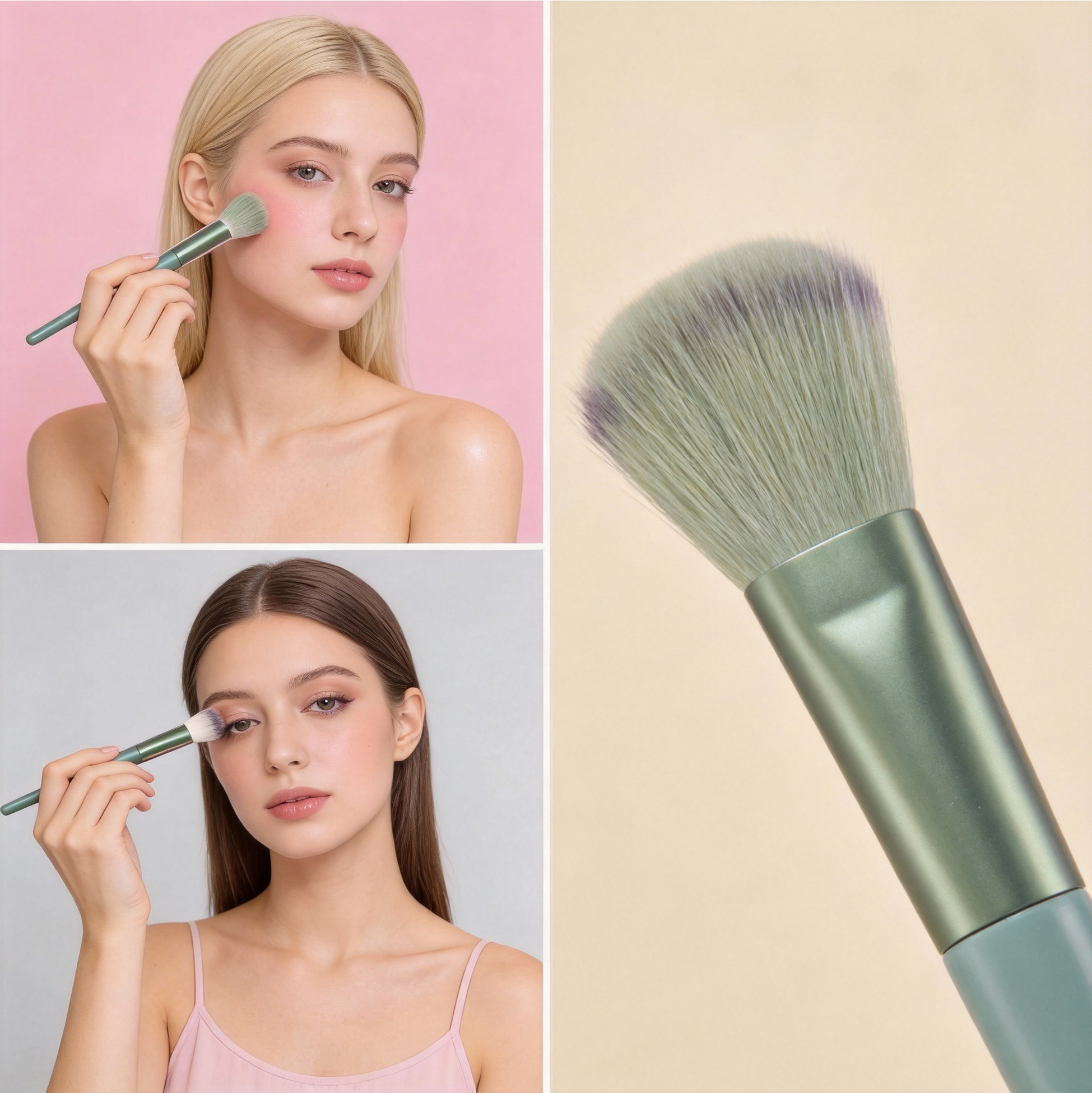 13-Piece Sage Green Makeup Brush Set