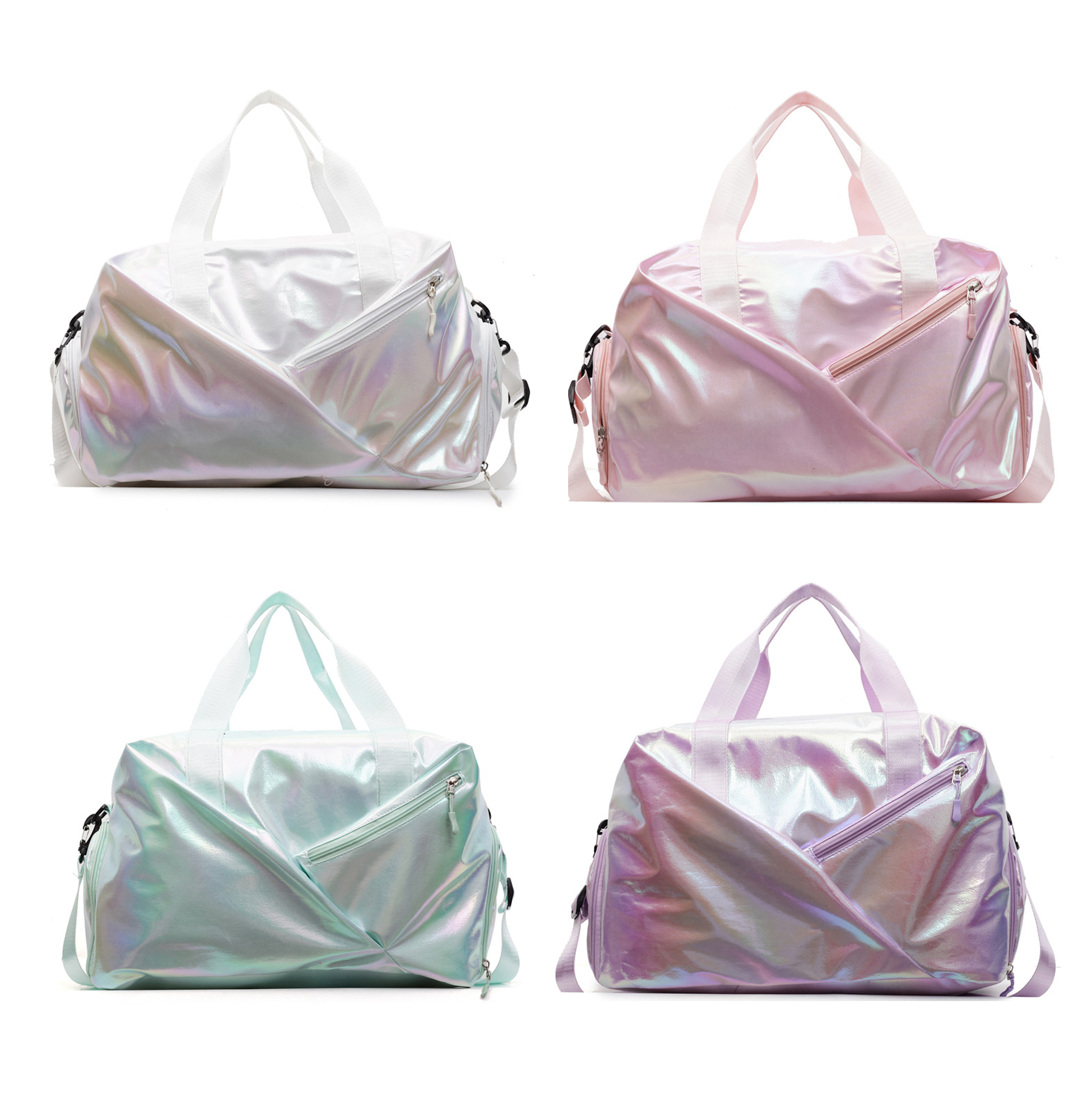 Holographic Gym Duffle Bag Shiny Iridescent Sports Travel Weekender Bag