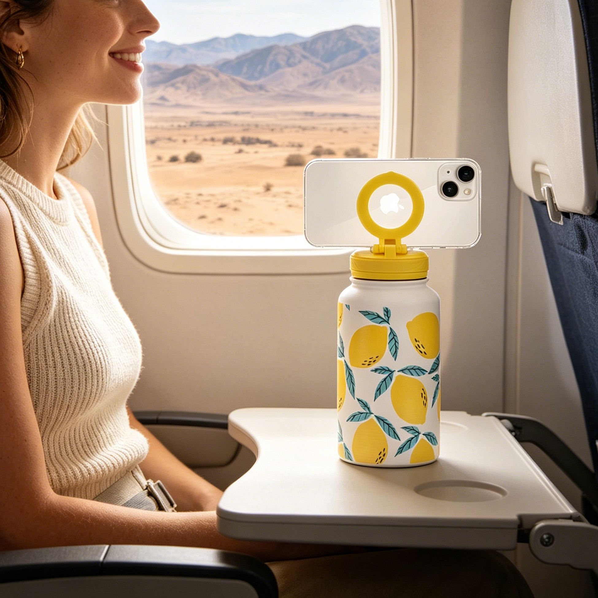 650ML Insulated Stainless Steel Water Bottle with Magnetic Phone Holder Lid