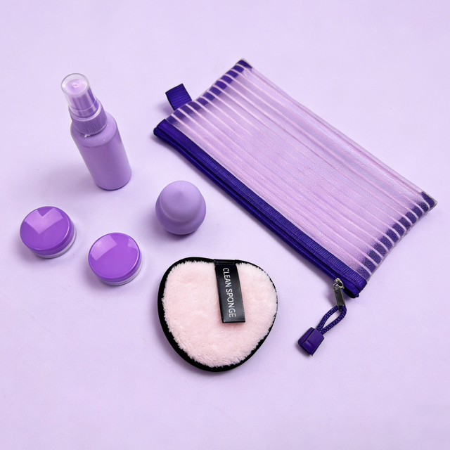 Set of 6 Purple Travel Skincare Heart-shaped Cleansing Puff