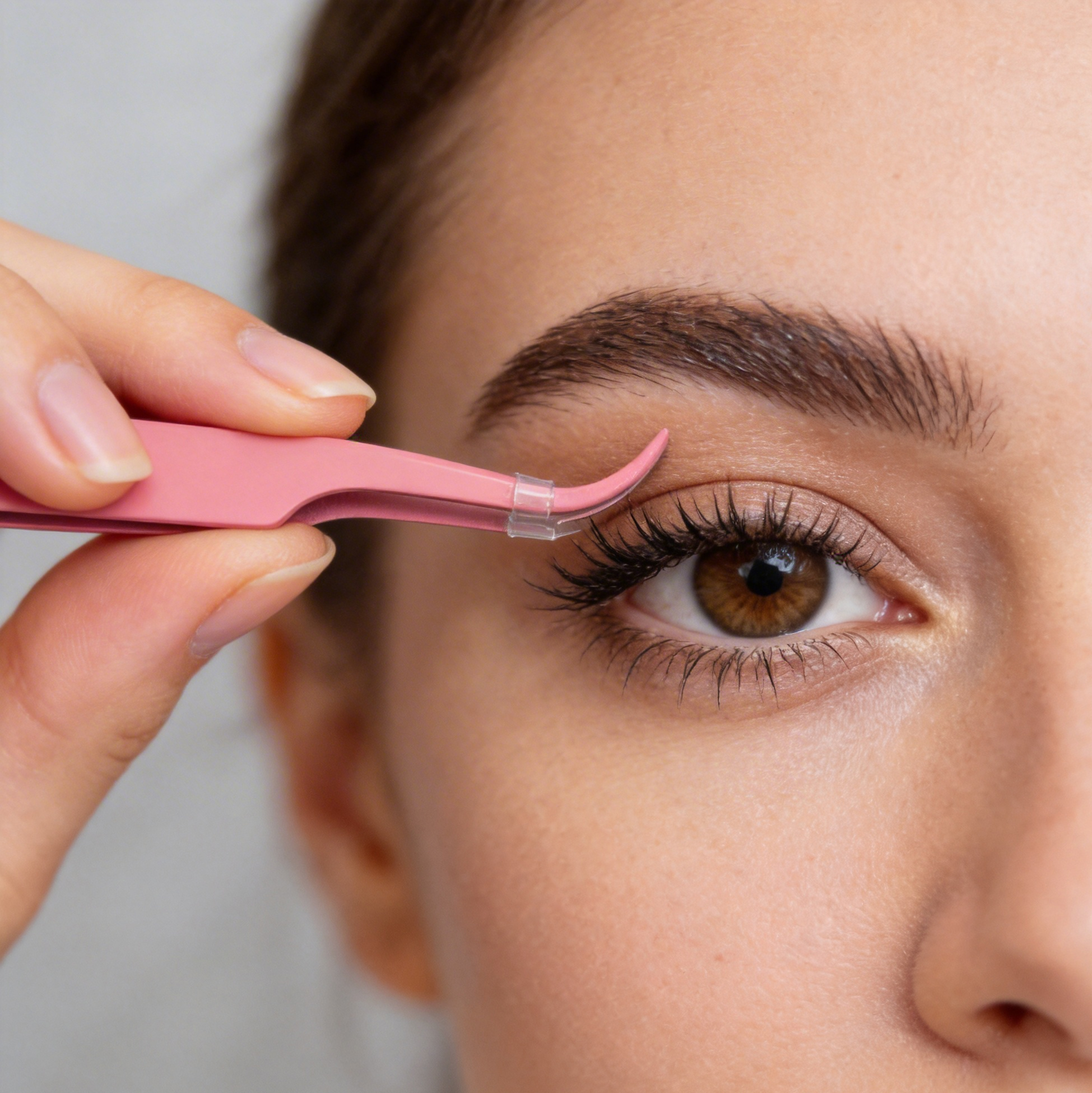 Pink Curved Tip Eyelash Tweezer