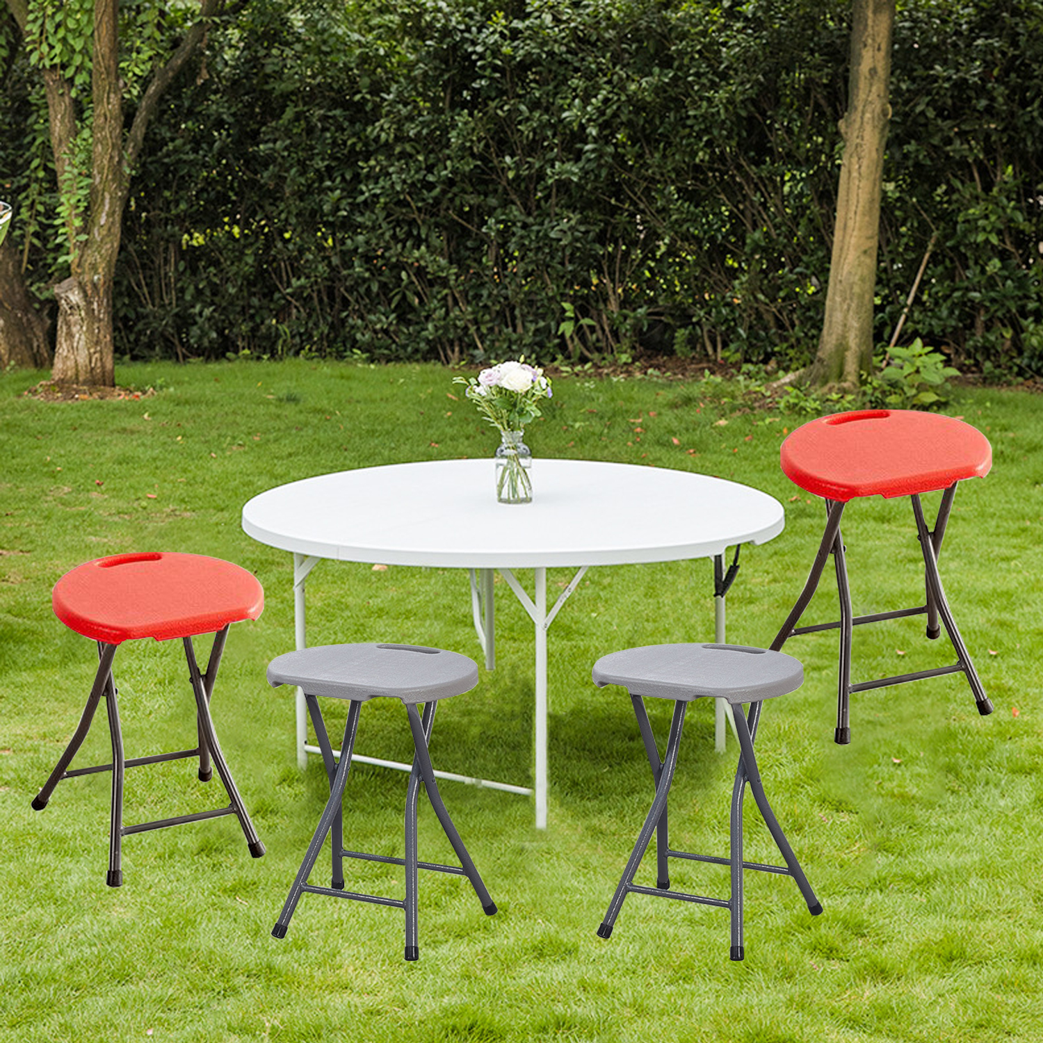 Plastic Stool Thickened Adult Simple Folding Chair Household Folding Stool Portable Outdoor Simplicity Small round Stool