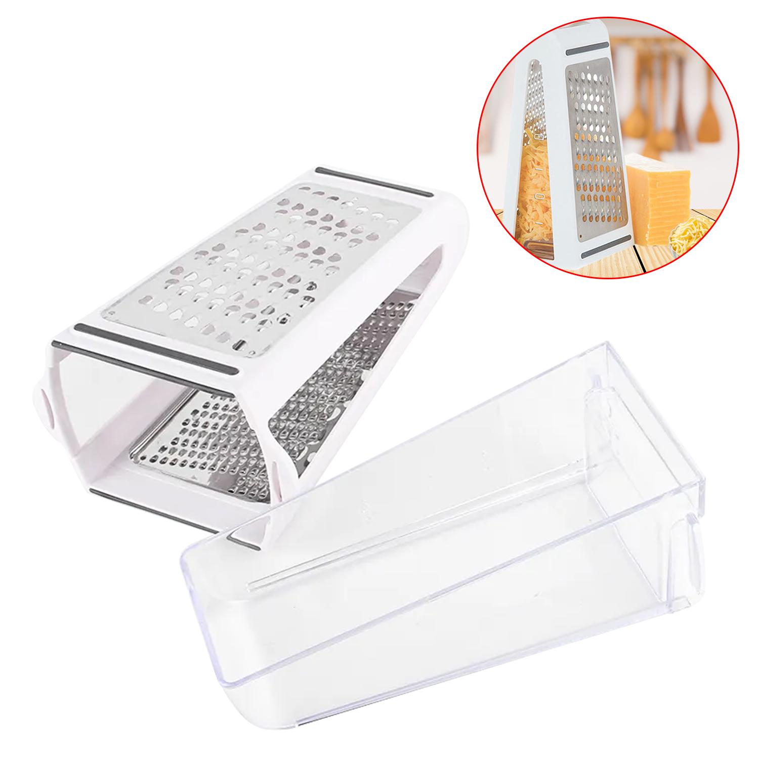 Cheese Grater Box - 2-Sided Stainless Steel Cutter and Shredder Tools
