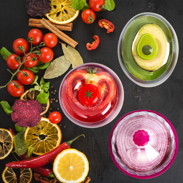 Airtight Food Containers Avocado Tomatoes Onion 