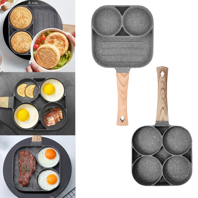 Four or Two Hole Frying Pot Pan Thickened Omelet Pan Non-Stick Egg Pancake Steak Pan Cooking Egg Ham Pans Breakfast Cookware