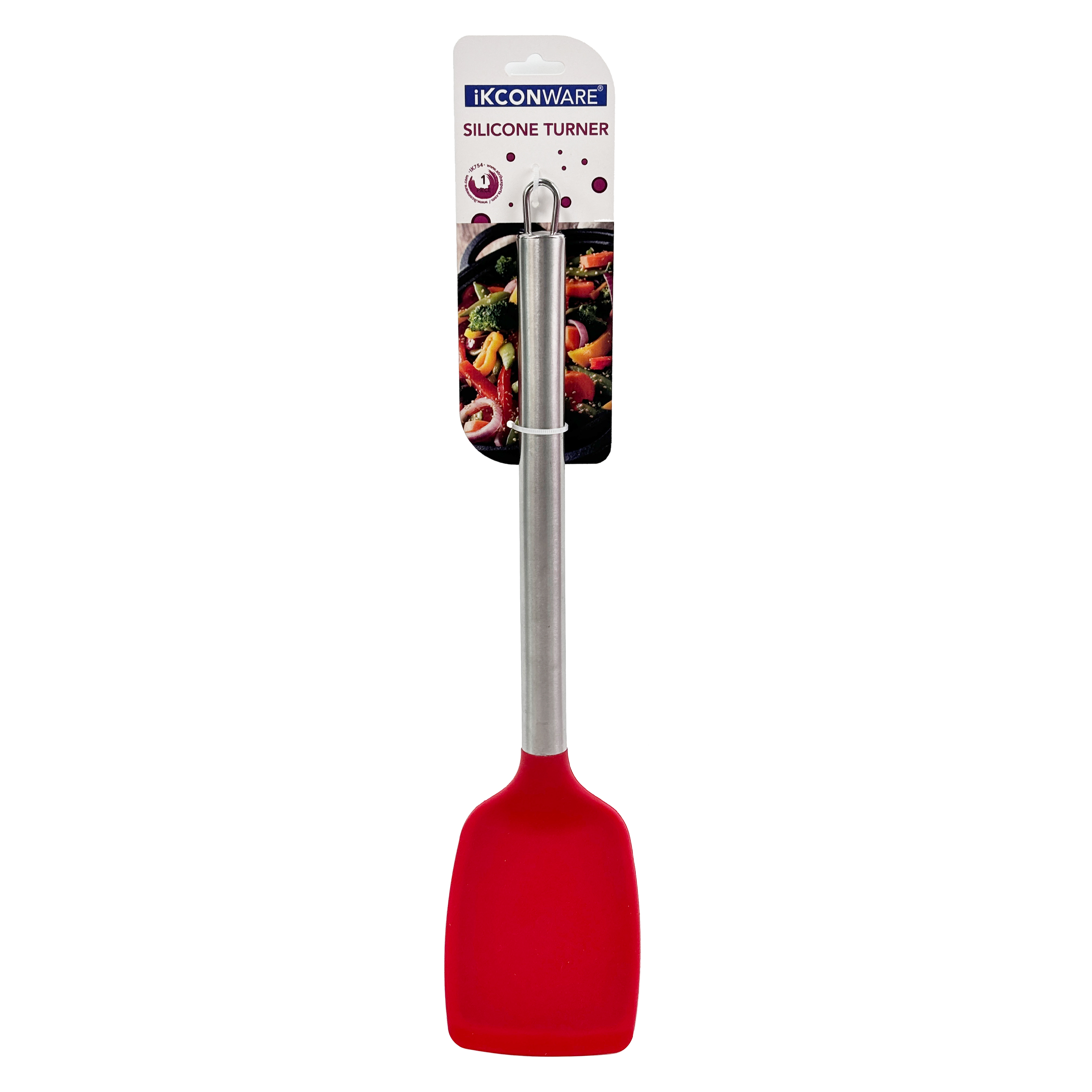 Premium Stainless Steel Handle Red Silicone Turner