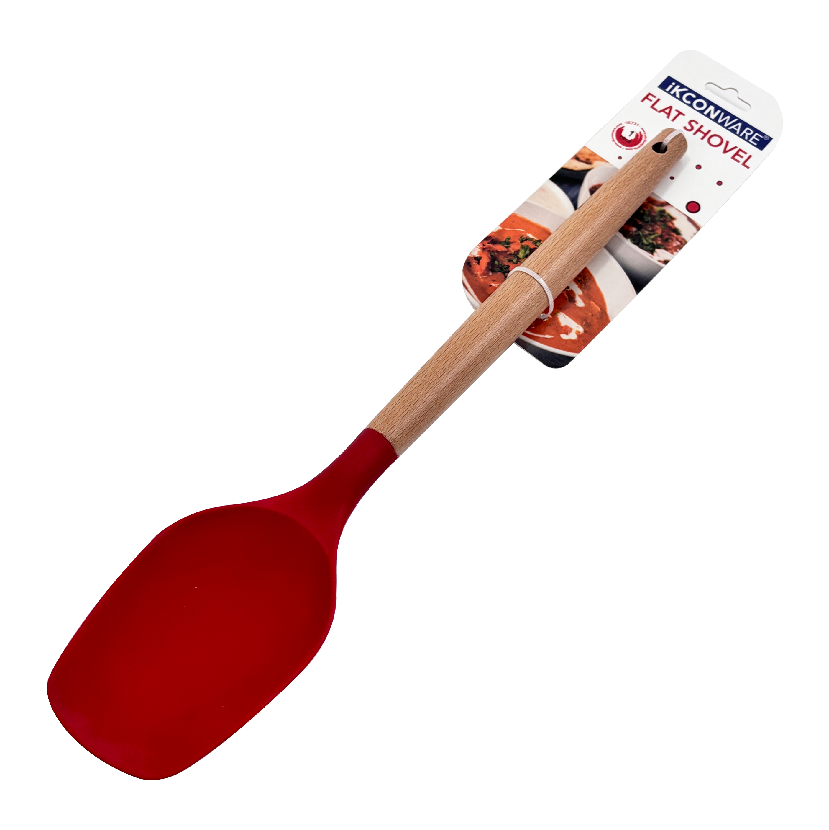 Non-Stick Wooden Handle Silicone Flat Spoon
