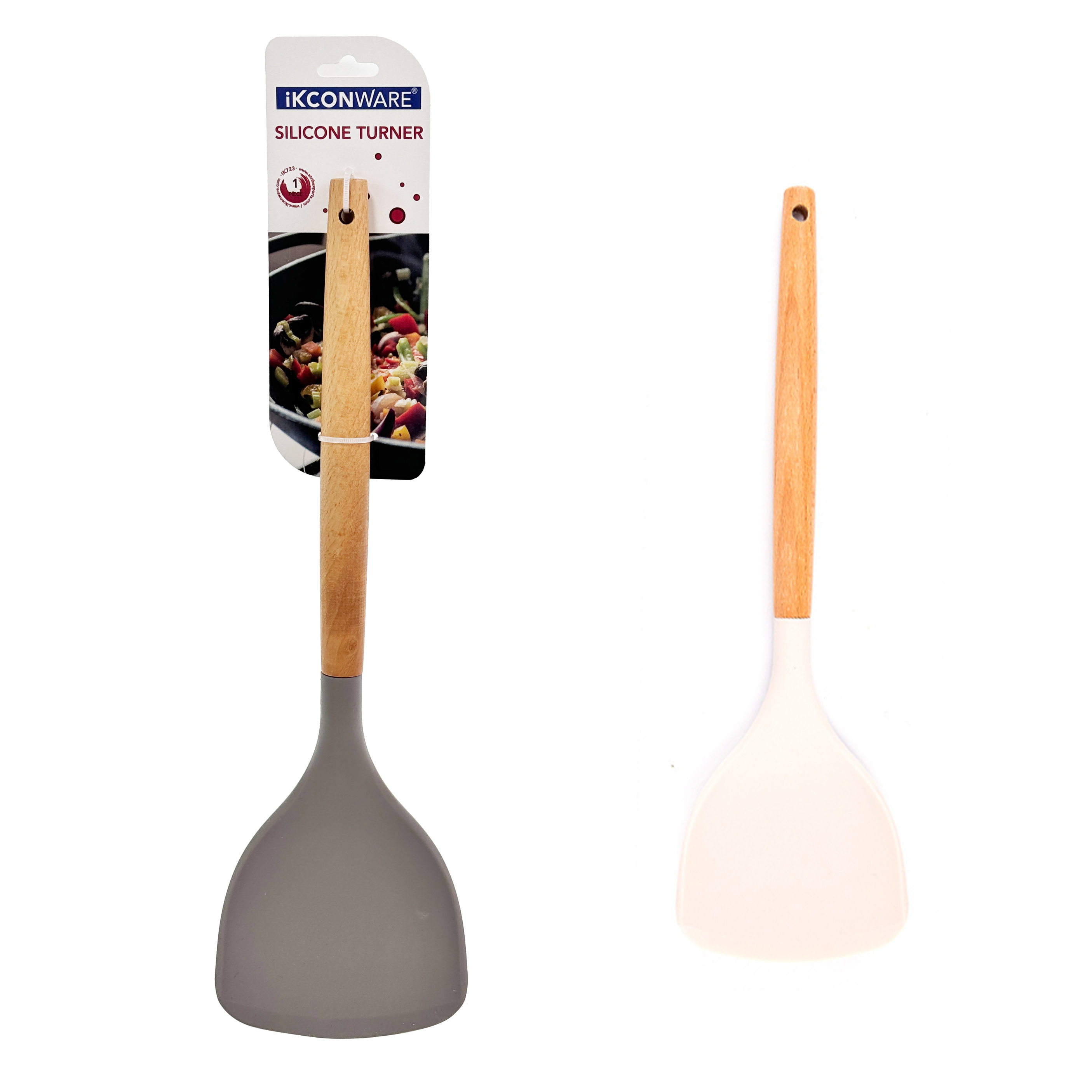 Wooden Handle Silicone Serving Turner 