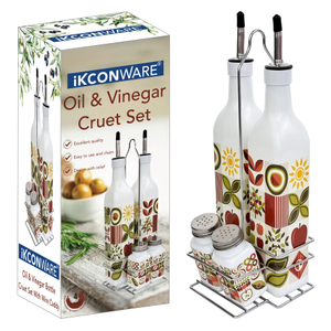 Elegant Glass Oil & Vinegar Cruet Set