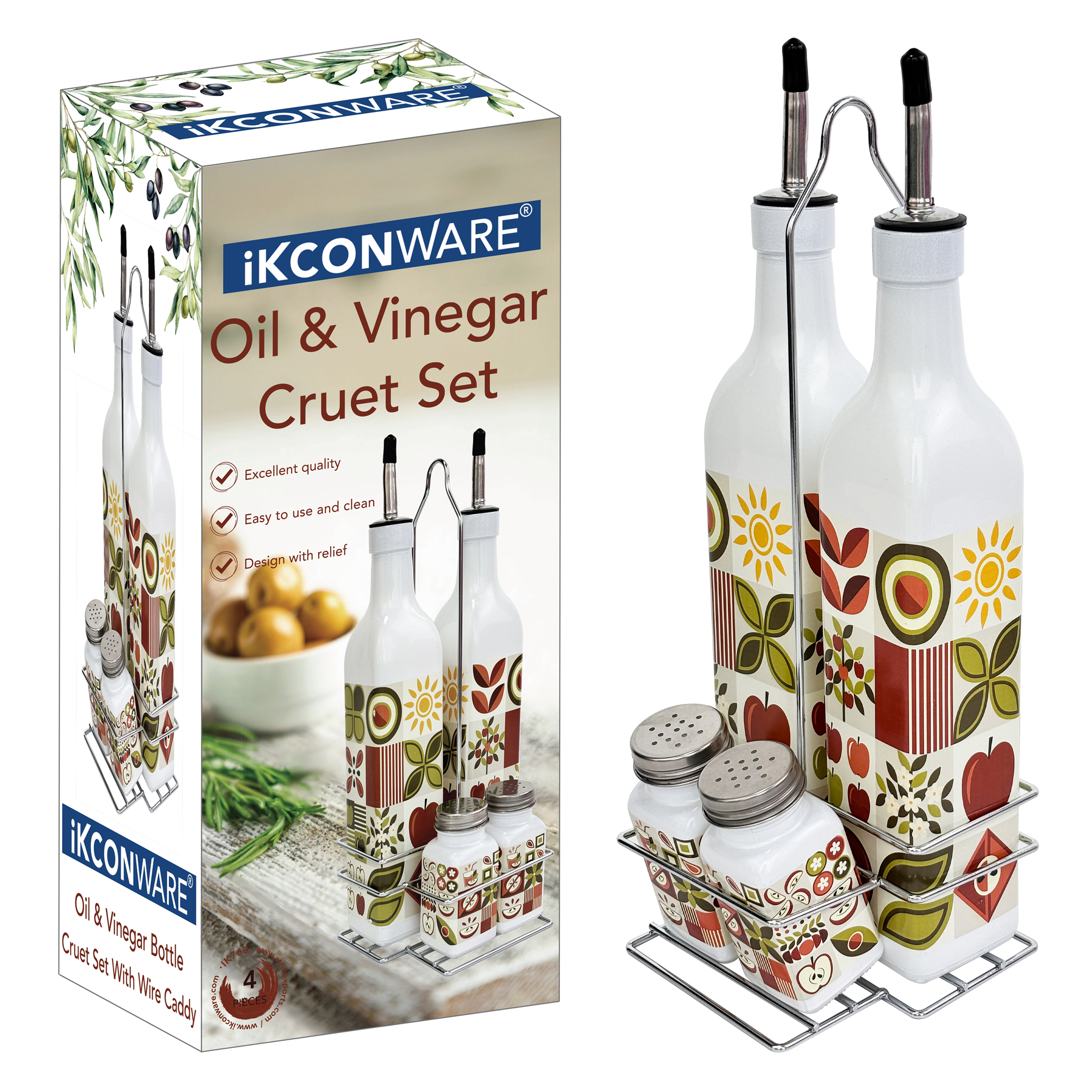 Elegant Glass Oil & Vinegar Cruet Set
