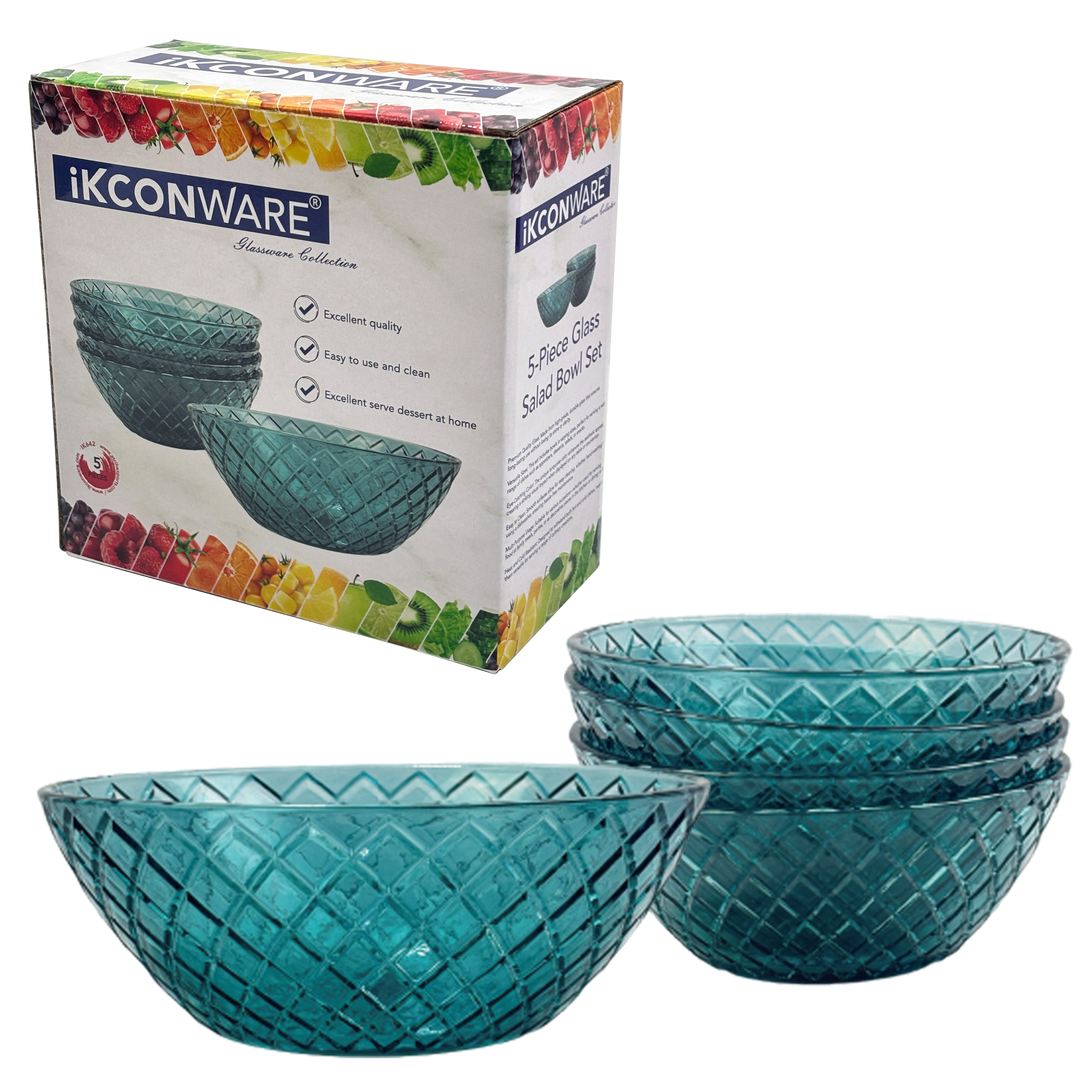 5-Piece Vintage Floral Embossed Glass Bowl Set