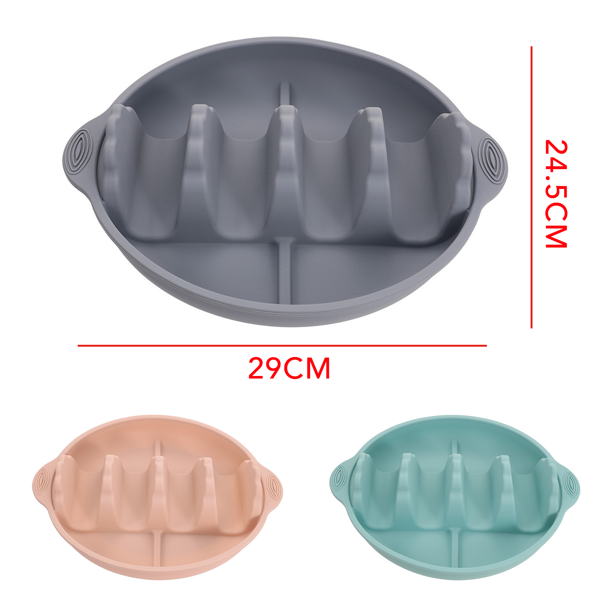 Silicone Taco Holder Tray, 4-Slot Taco Stand with Divided Sauce Area, BPA Free Non-Slip Reusable Plate