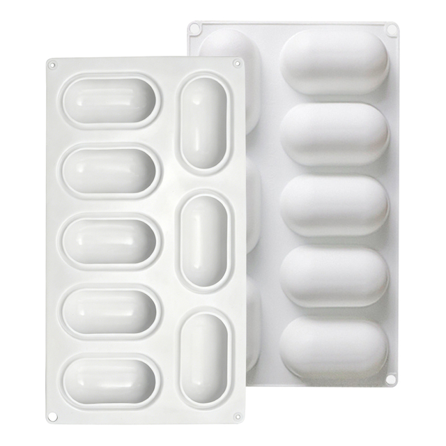 8 Cavity Silicone Molds, Food Grade Nonstick Oval Capsule Molds