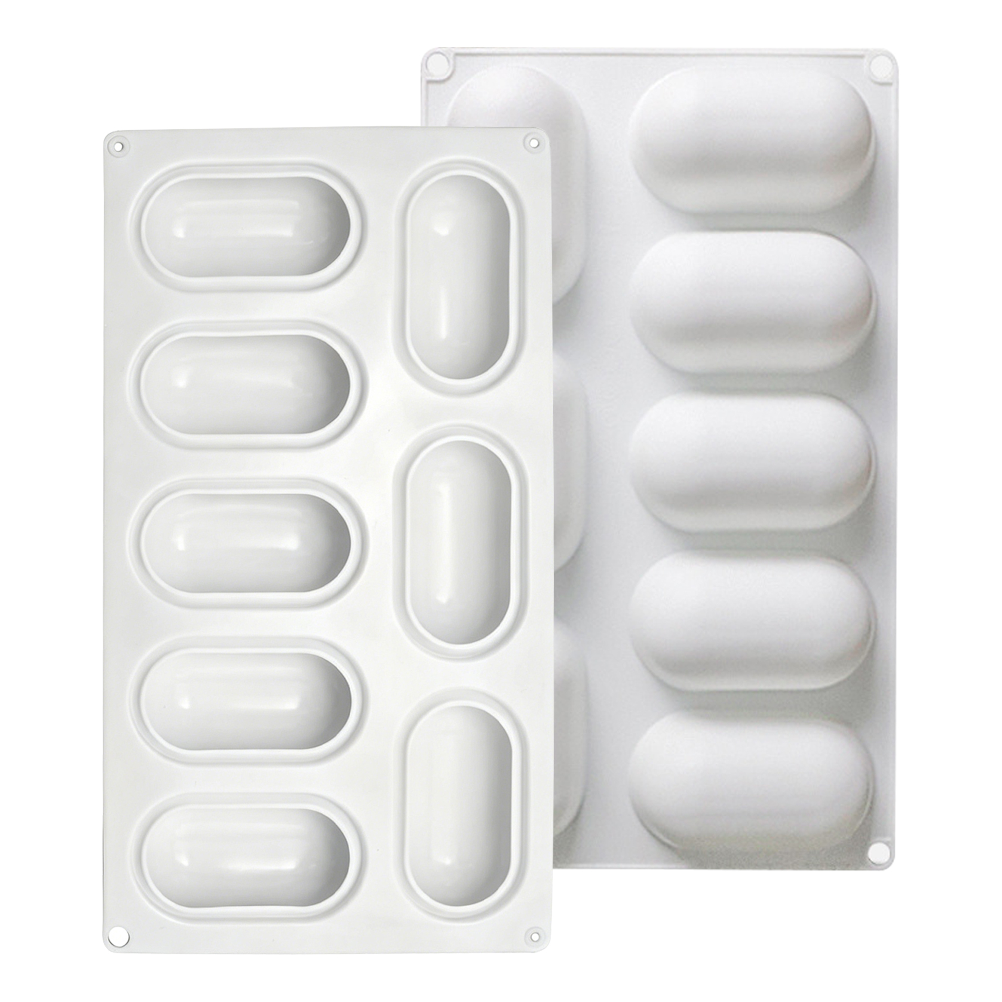 8 Cavity Silicone Molds, Food Grade Nonstick Oval Capsule Molds