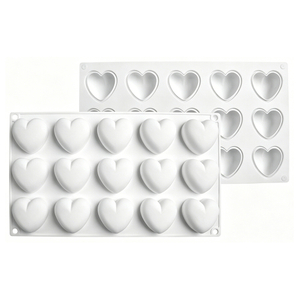 15 Cavity 3D Heart Silicone Mold, Food Grade Nonstick Baking Tray