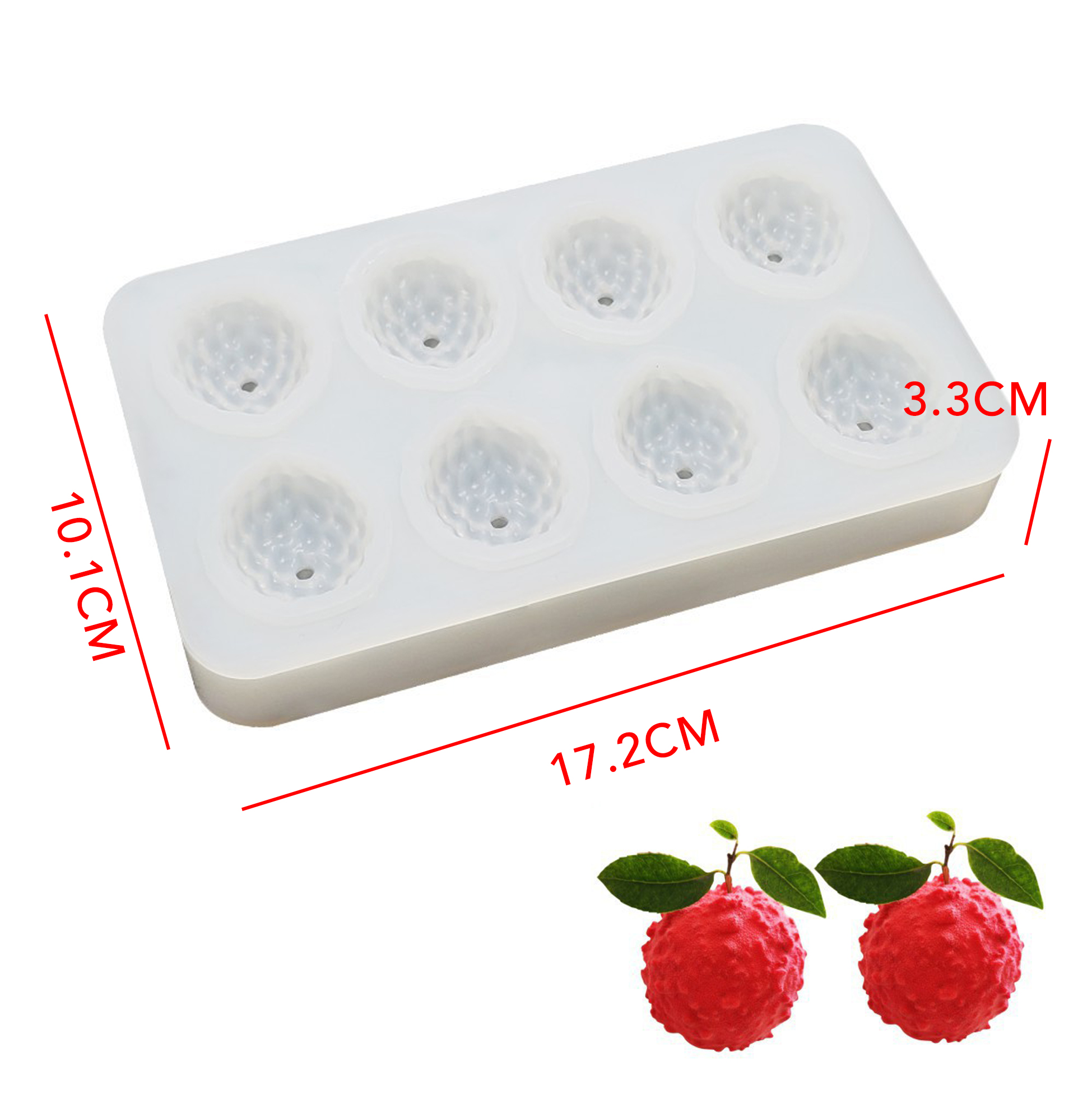8 Cavity Lychee Silicone Mold, 3D Realistic Lychee Shaped Silicone Mold