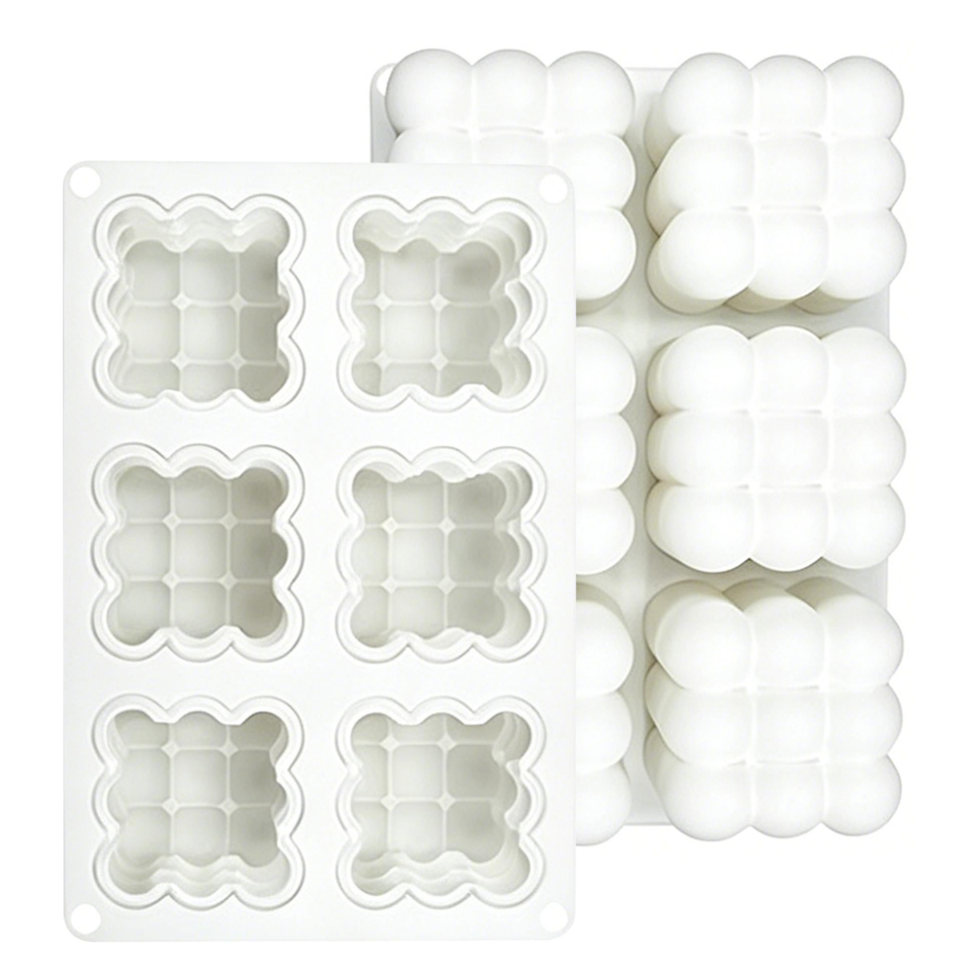 6 Cavity 3D Bubble Cube Silicone Mold, Food Grade Nonstick Baking Tray