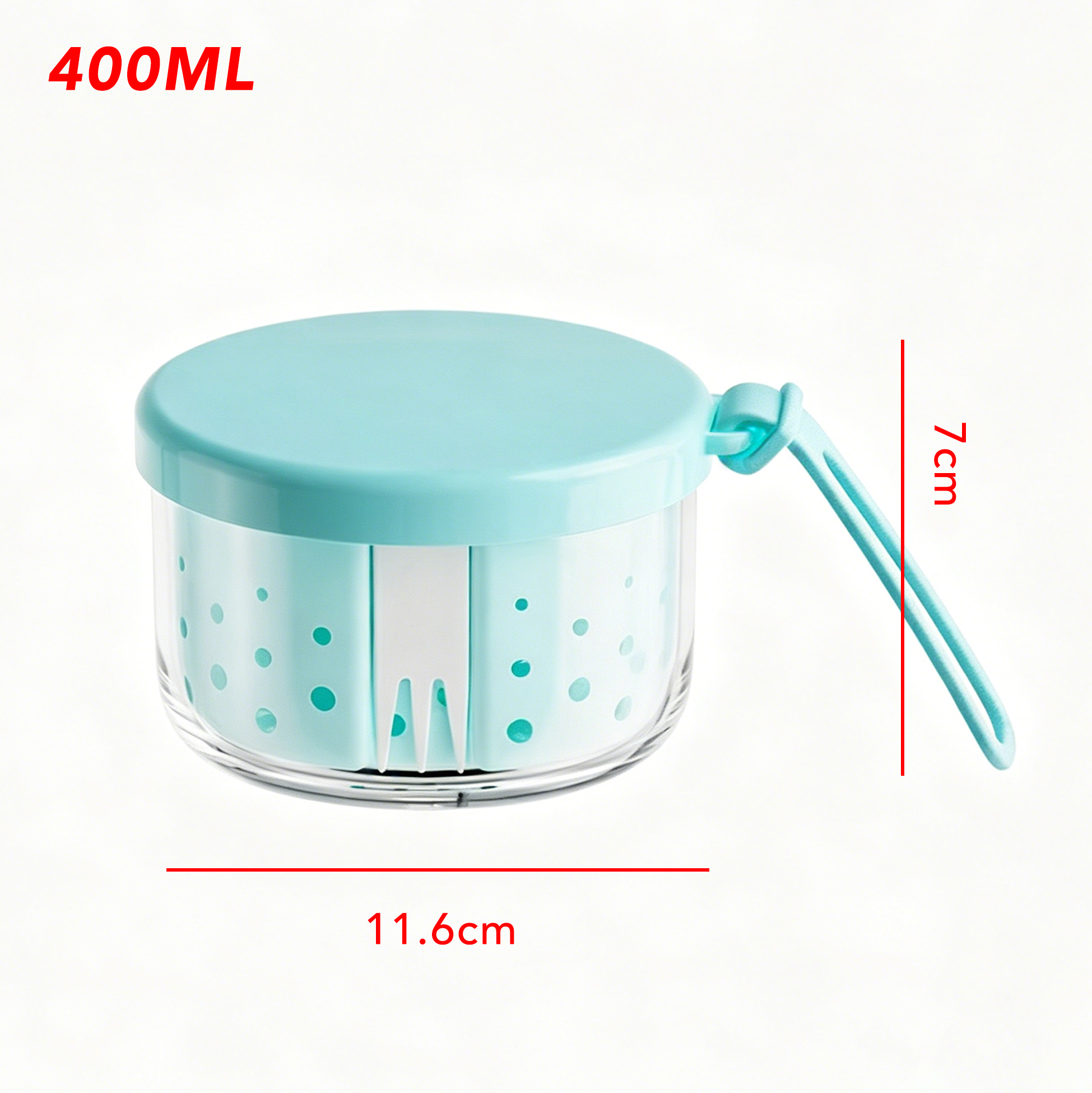 Set of 2 400ml Portable Salad & Fruit Container with Colander & Fork, Leak-Proof BPA-Free Lunch Box