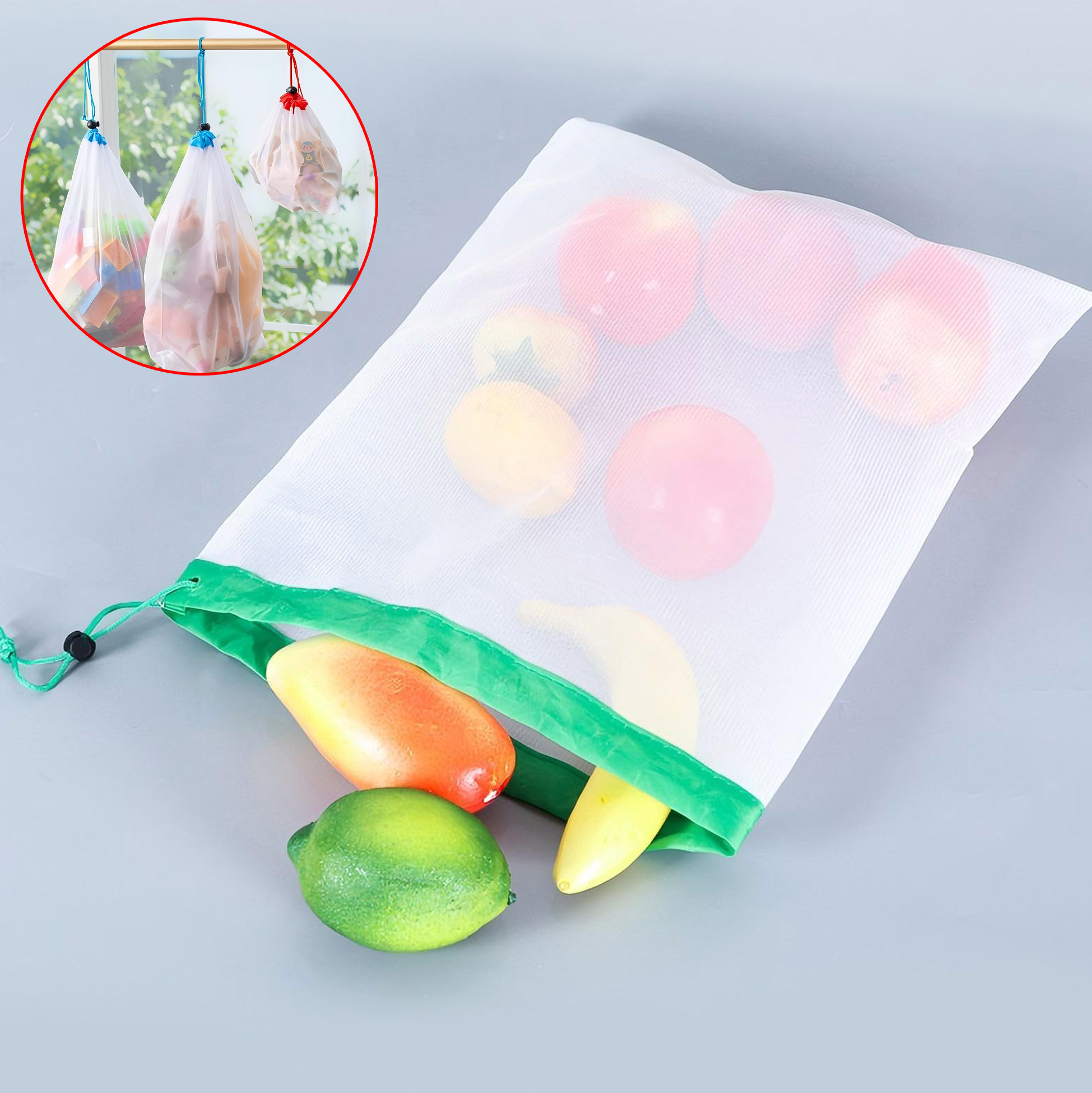 Mesh Toy Storage Bag with Drawstring