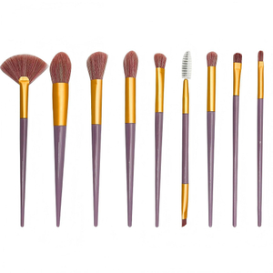 9 Piece Purple & Gold Makeup Brush Set