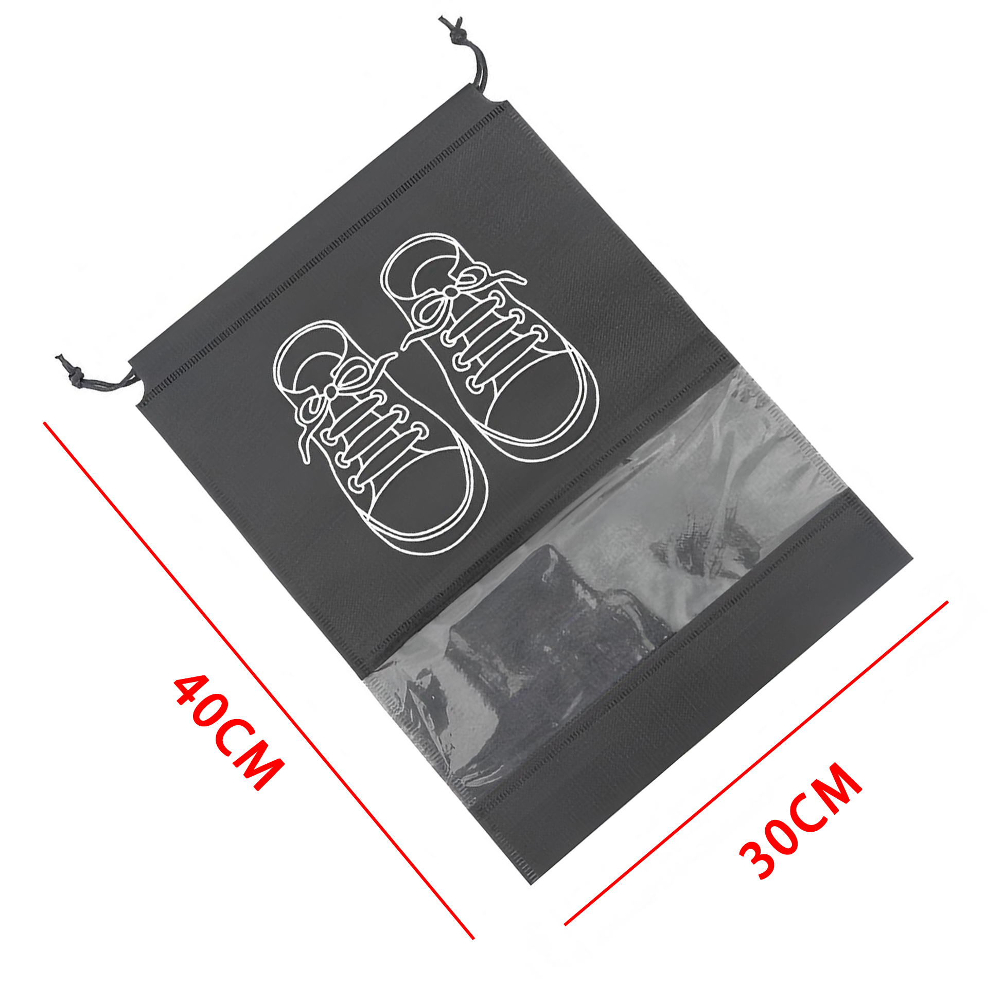 Stylish Black Drawstring Shoe Bag 