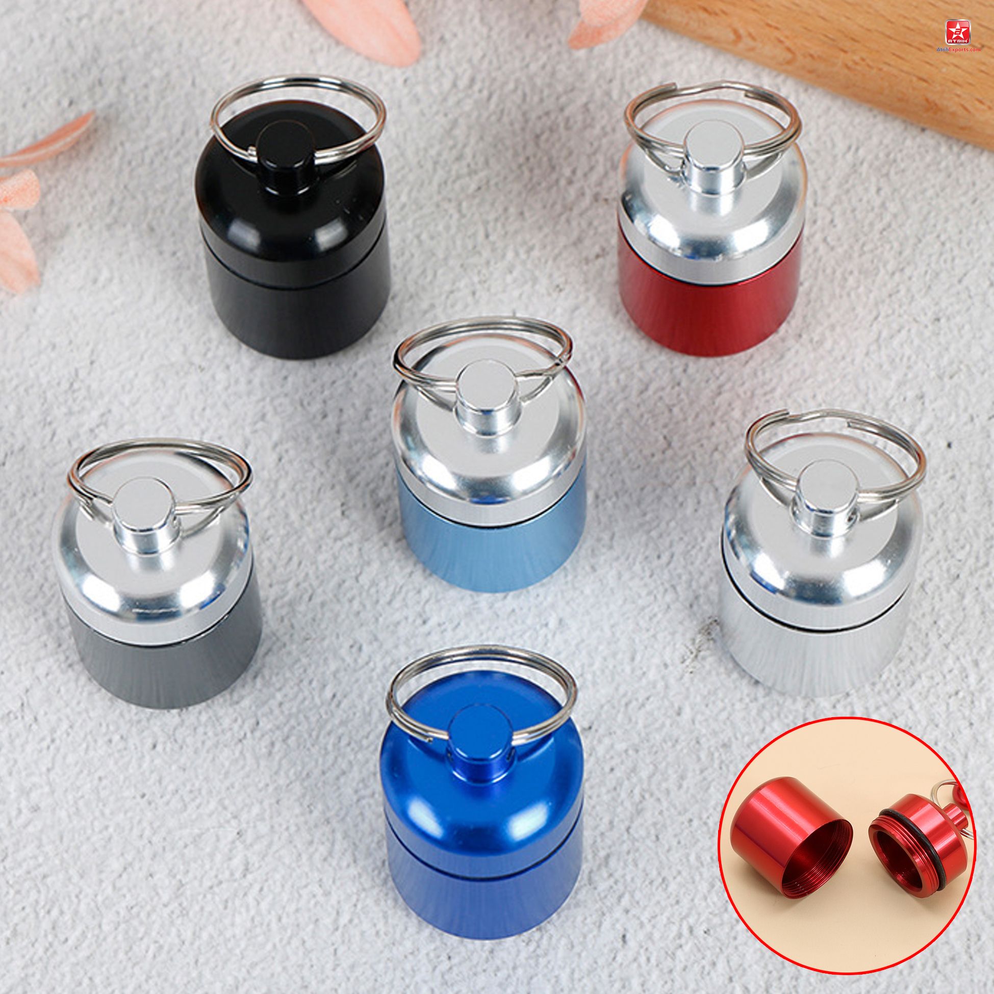 Mini Metal Pill Container Keychain