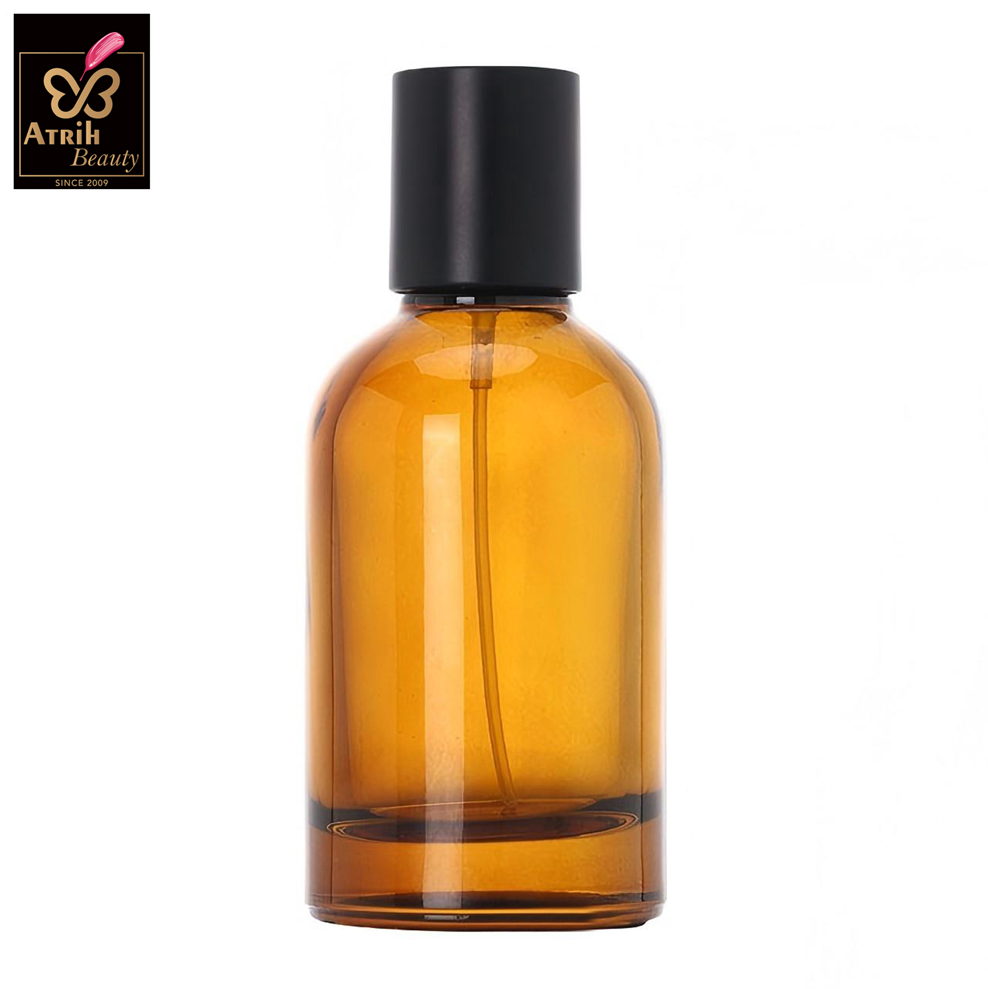 50ml Amber Glass Perfume Bottle with Black Cap