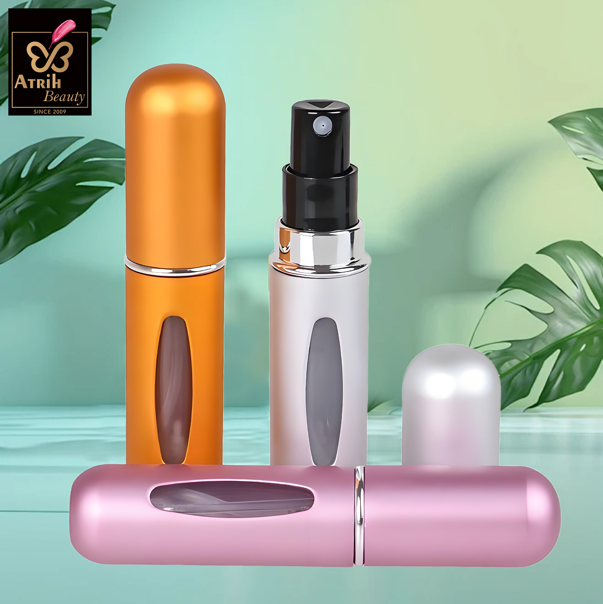 5ml Gold Colored Perfume Atomizer with Black Nozzle