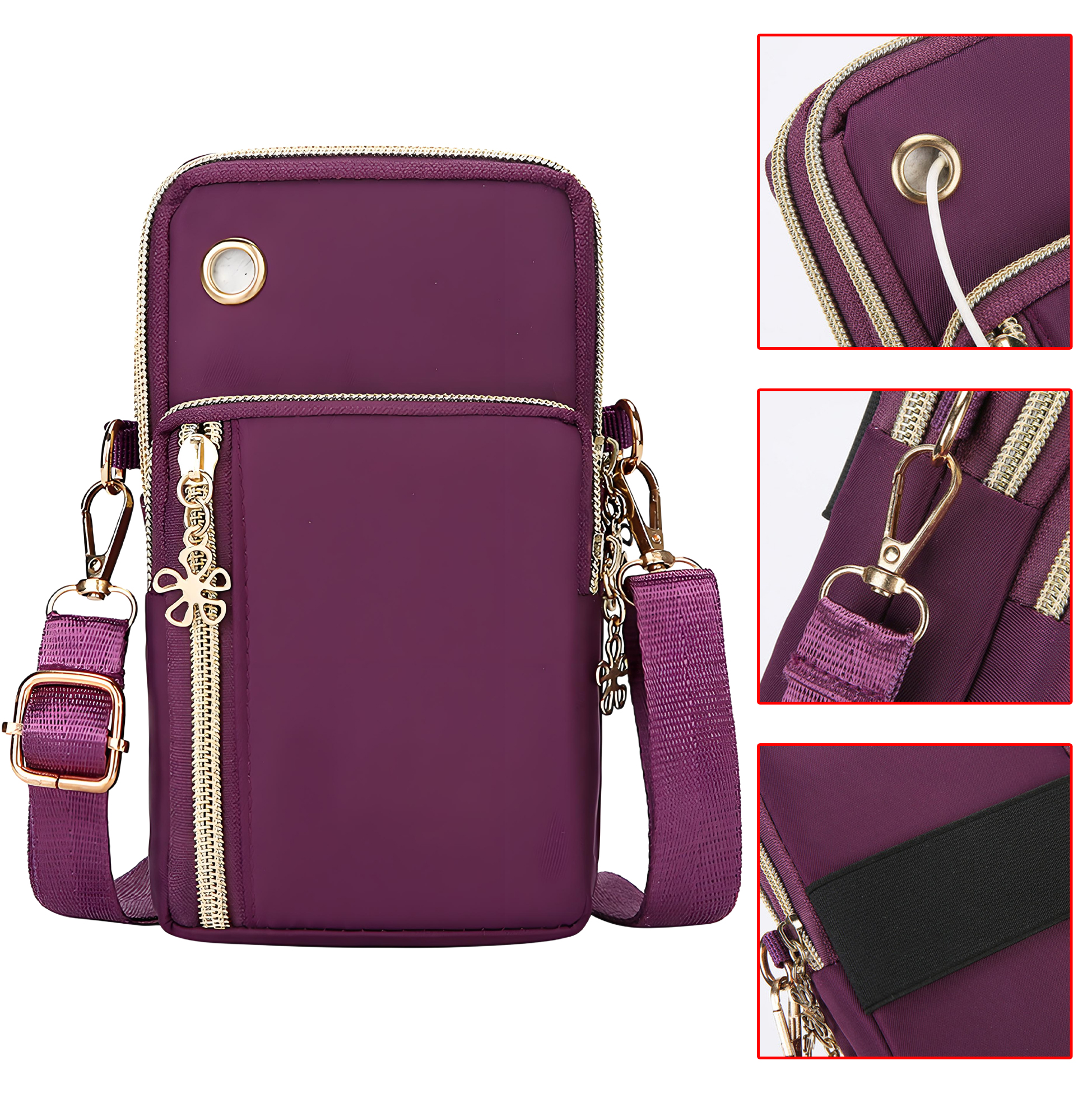 Purple Crossbody Phone Bag with Adjustable Strap