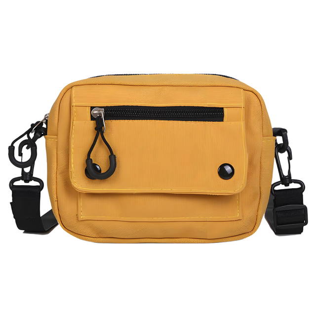 Yellow Canvas Crossbody Bag with Front Pocket