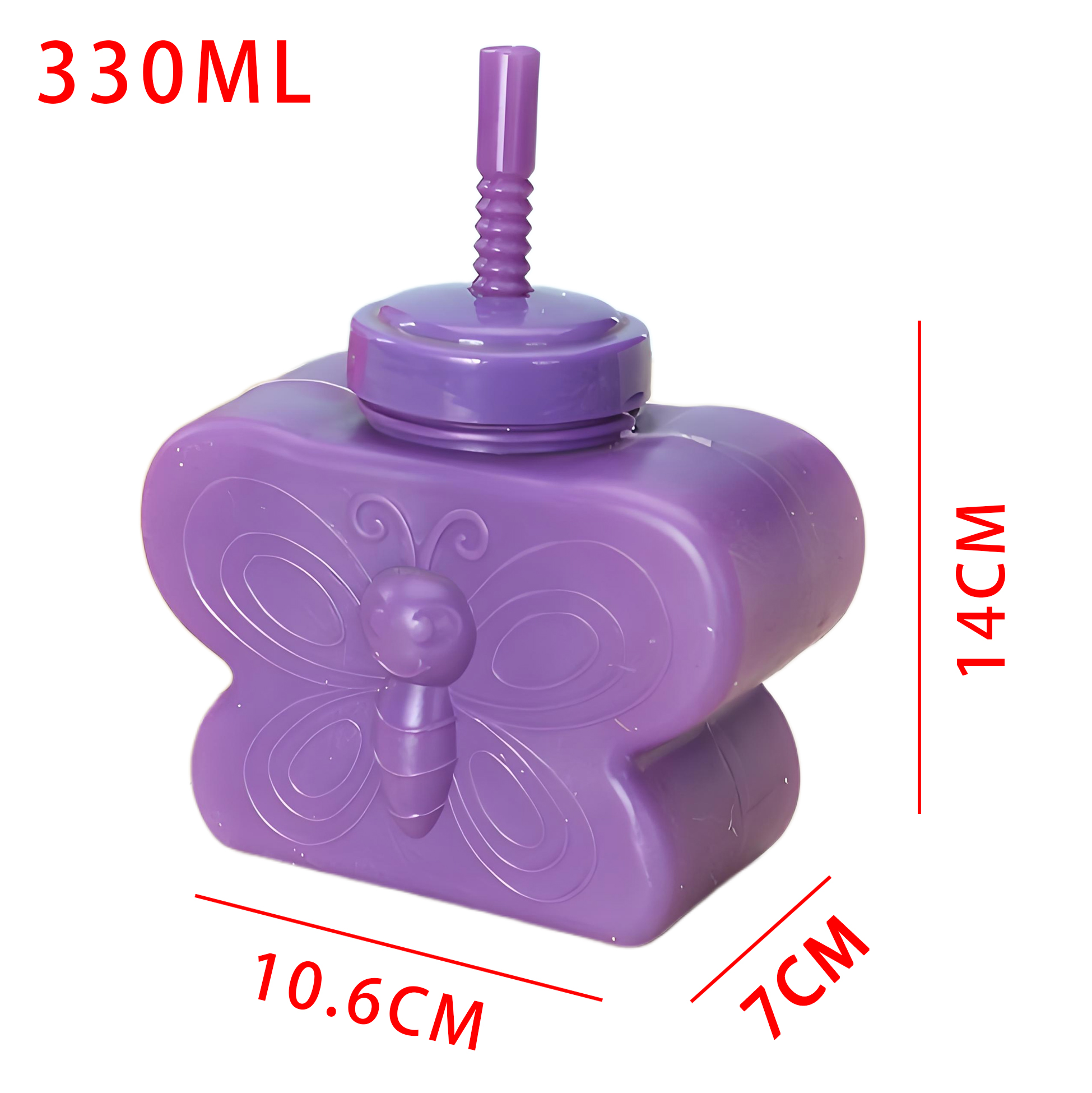  Butterfly Shaped Plastic Water Bottle with Straw