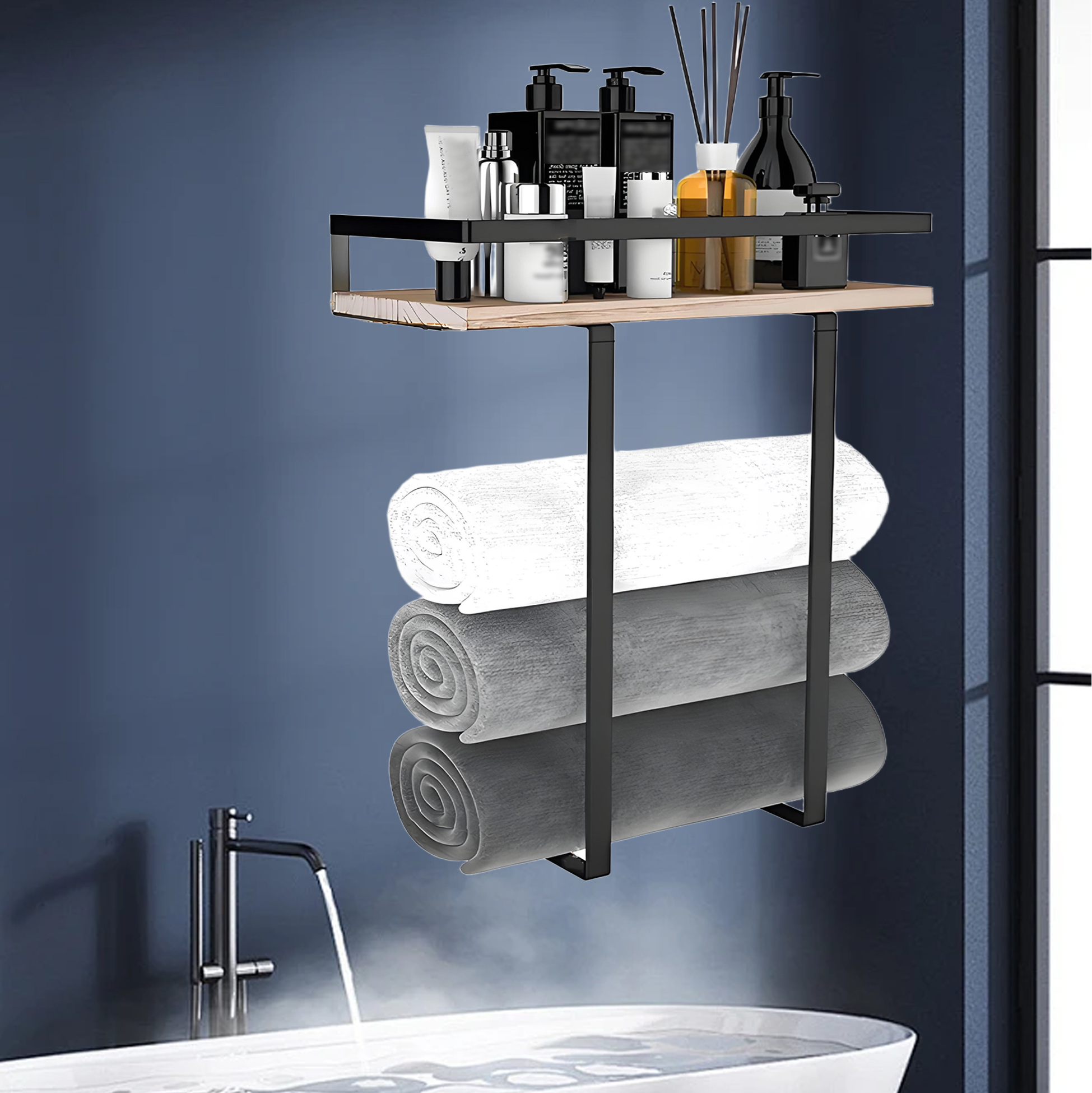Wall Mounted Bathroom Towel And Storage 