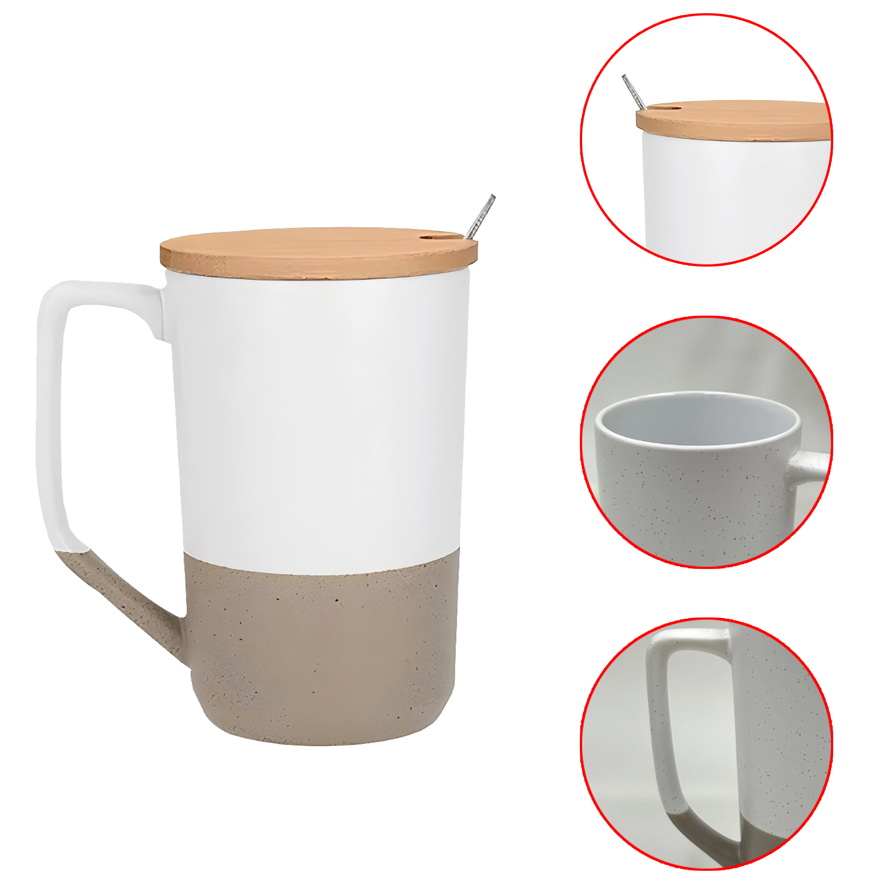 Ceramic Mugs with Bamboo Lids