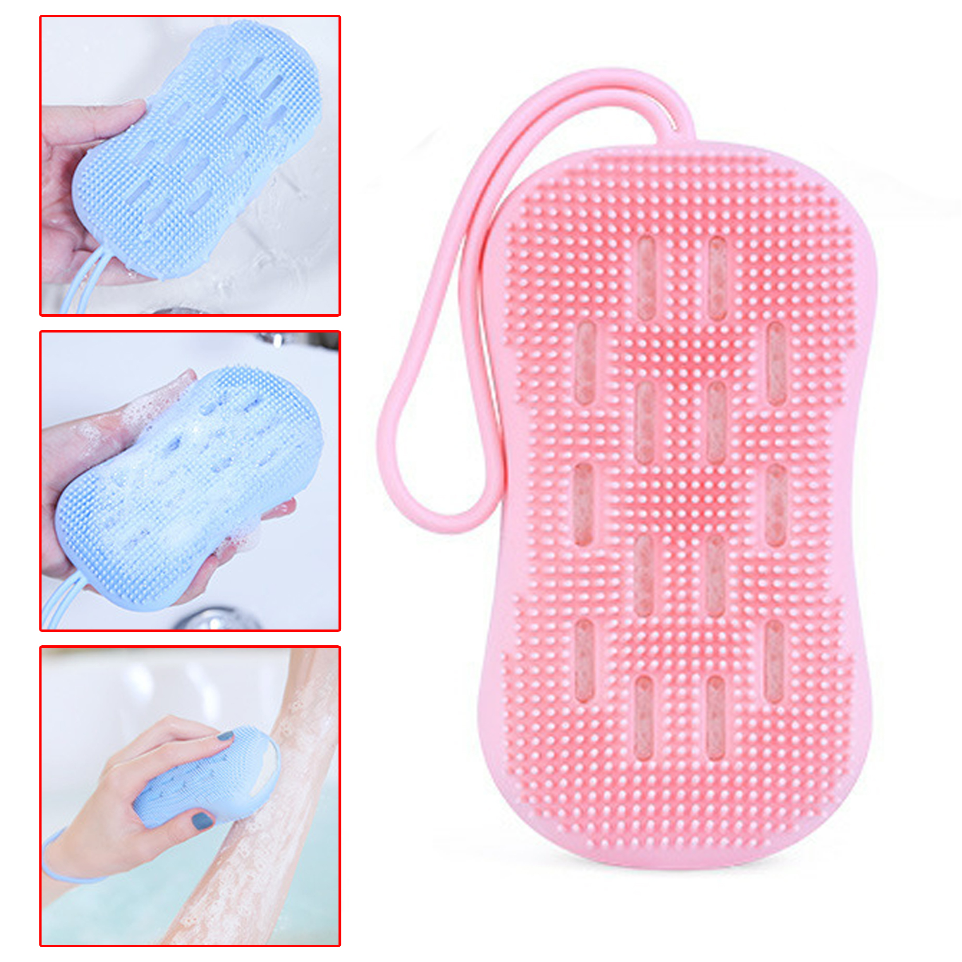 Pink Silicone Body Exfoliating And Cleaning Brush