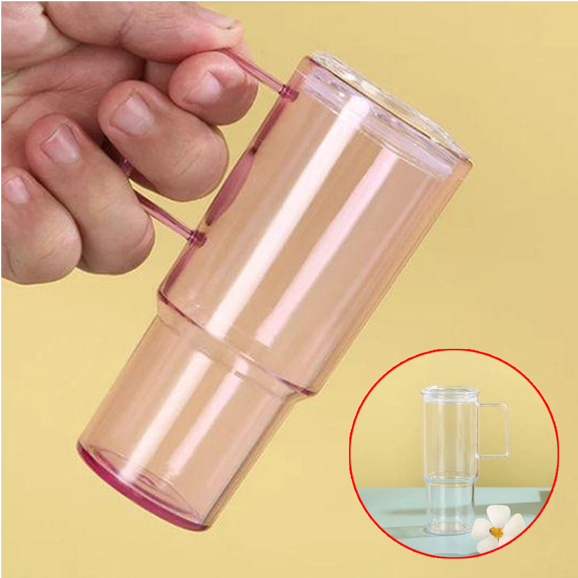 150ML Transparent Plastic Mug with Handle