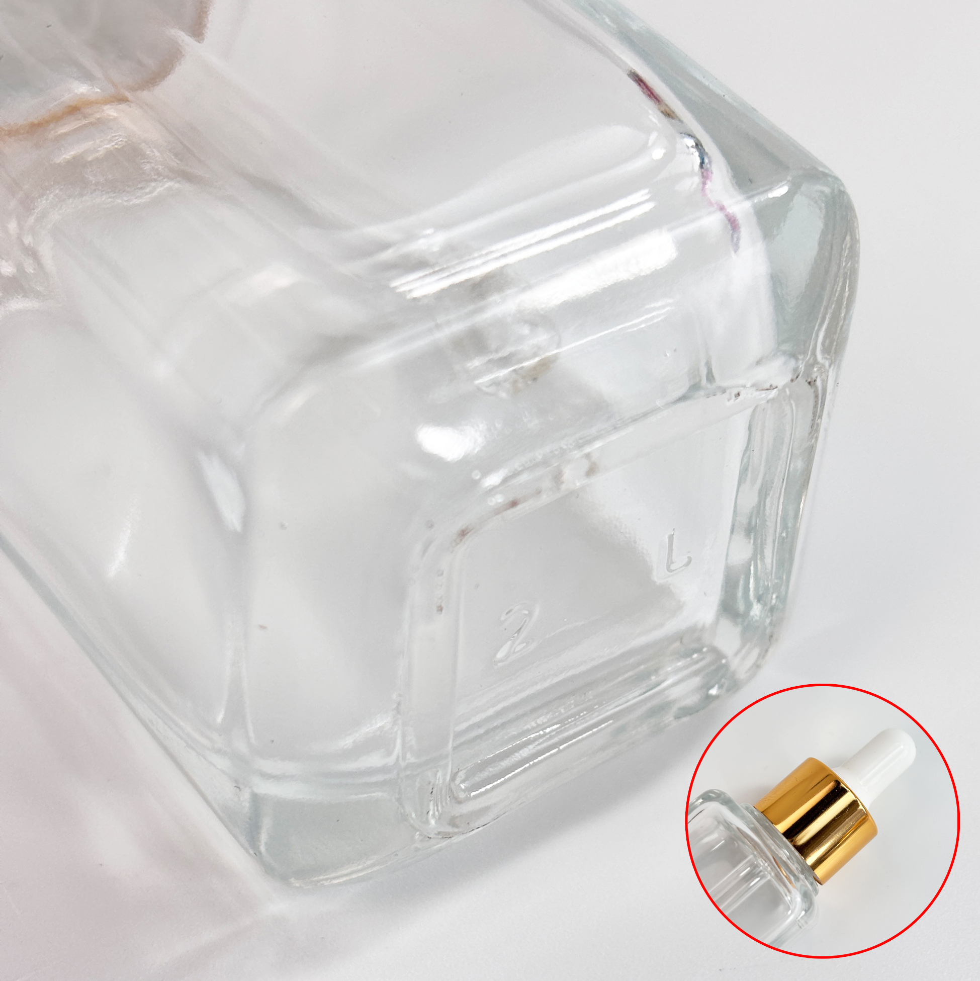 Clear Glass Dropper Bottle with Gold 