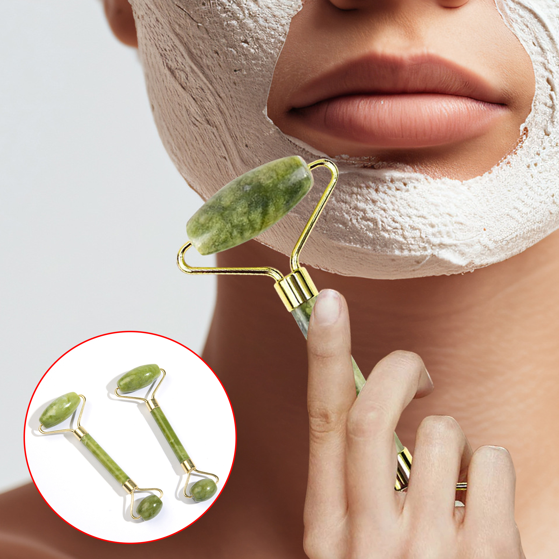 Jade Stone Double Roller Facial Massager