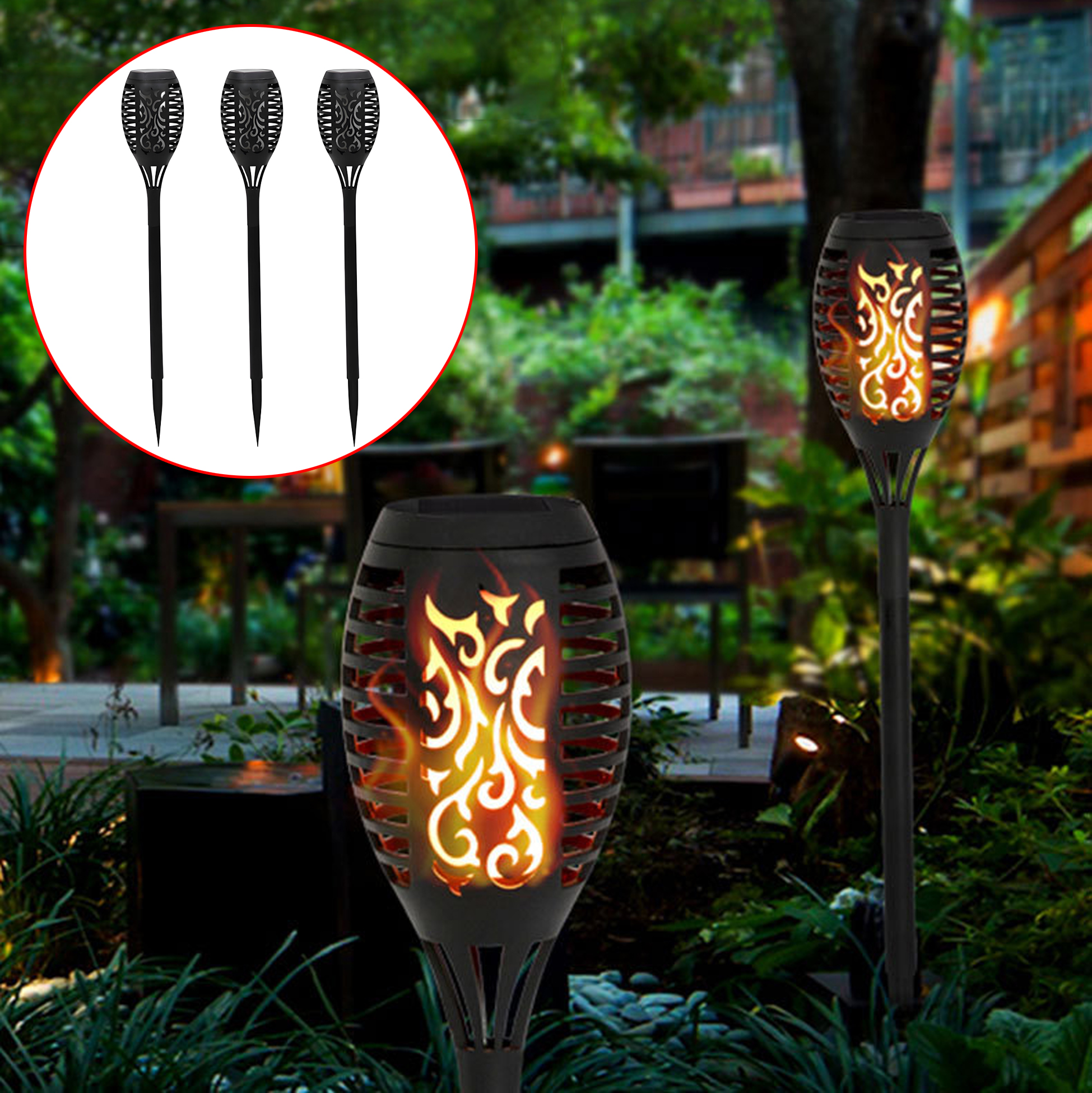Solar Flickering Flame Torch Lights