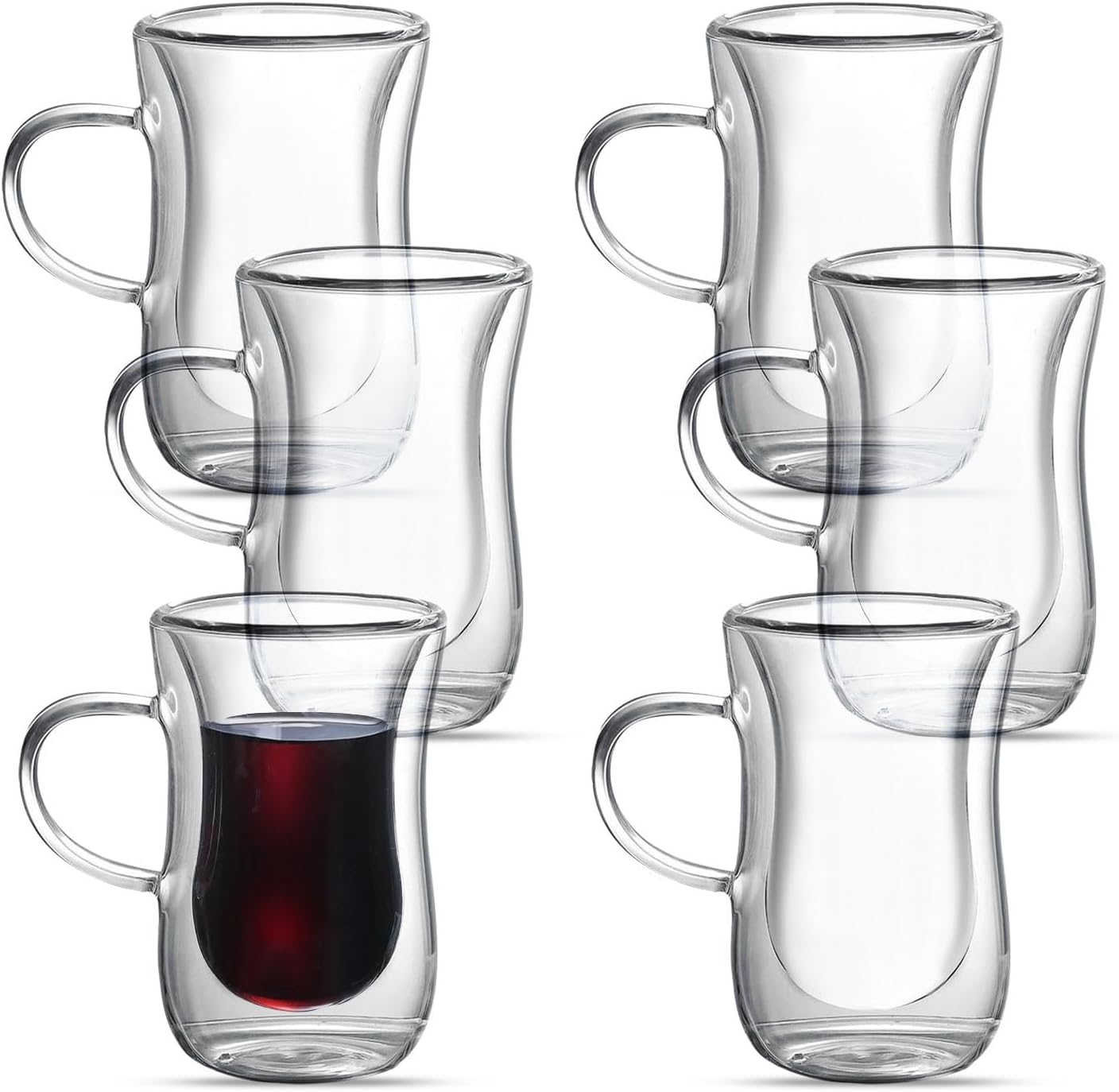 Double - Walled Glass Mug with Curved Design and Handle