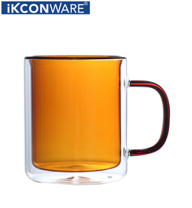 250ml/350ml Double Walled Colored Glass Mug with Handle