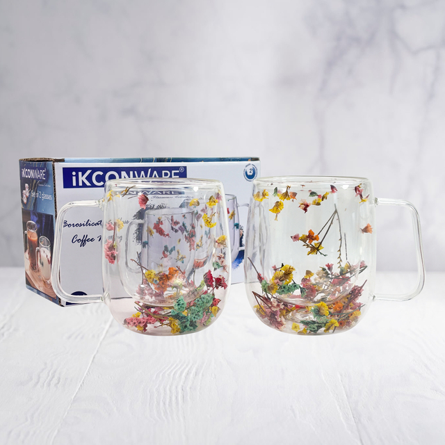 250ml Flower Double Wall Coffee Mugs 