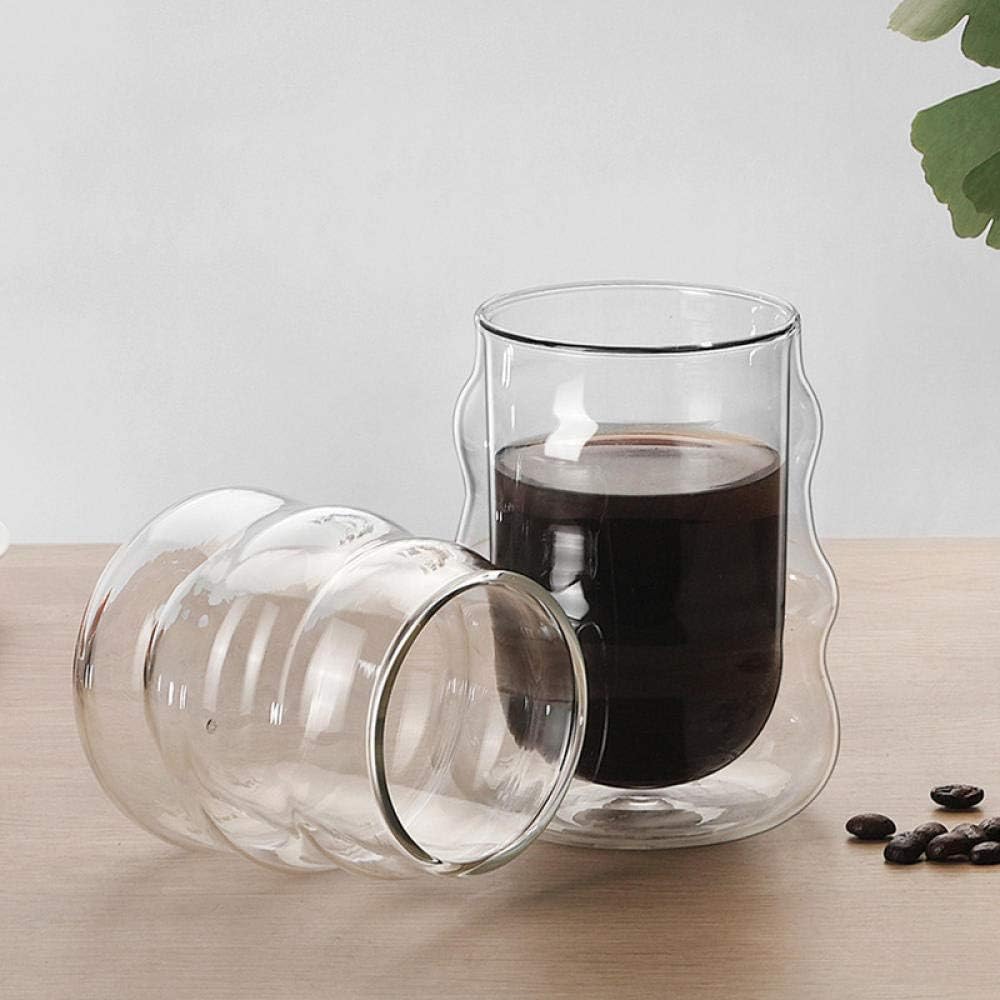 300ml Double Walled Irregular Shaped Glass Mug