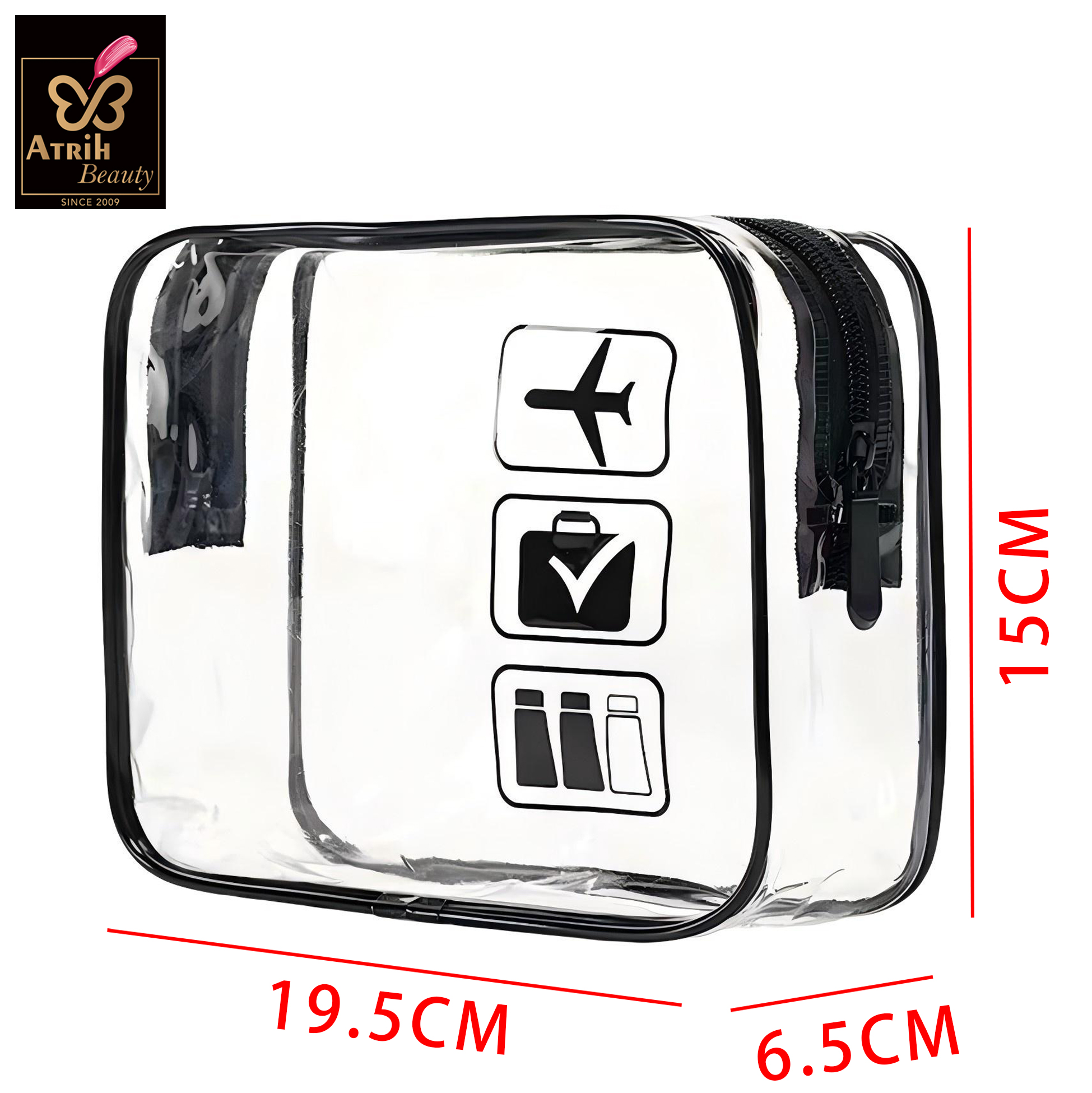 Transparent Travel Themed Zipper Pouches 